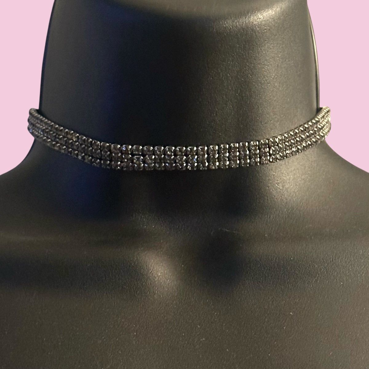 Other Silver tone smokey rhinestone choker necklace Size ONE SIZE - 1 Thumbnail