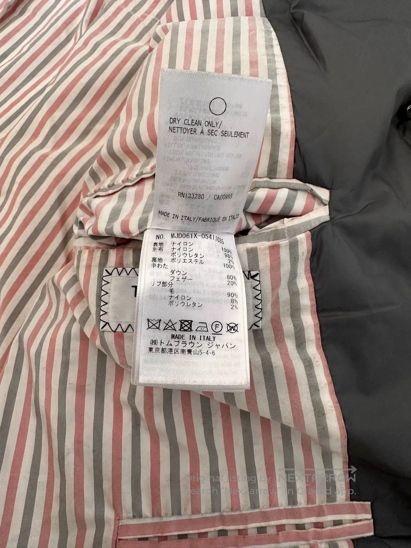 Thom Browne THOM BROWNE 4-Stripe Nylon Down Jacket. Size US M / EU 48-50 / 2 - 7 Thumbnail