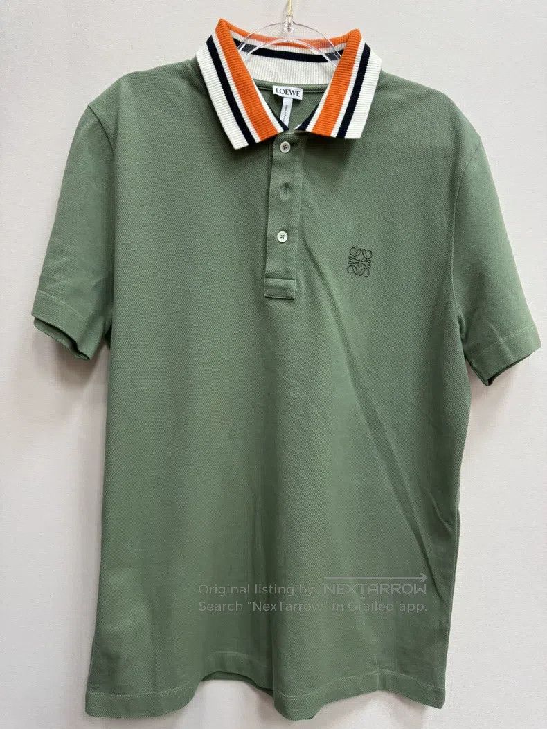 LOEWE Green short-sleeve polo shirt, size L, classic small