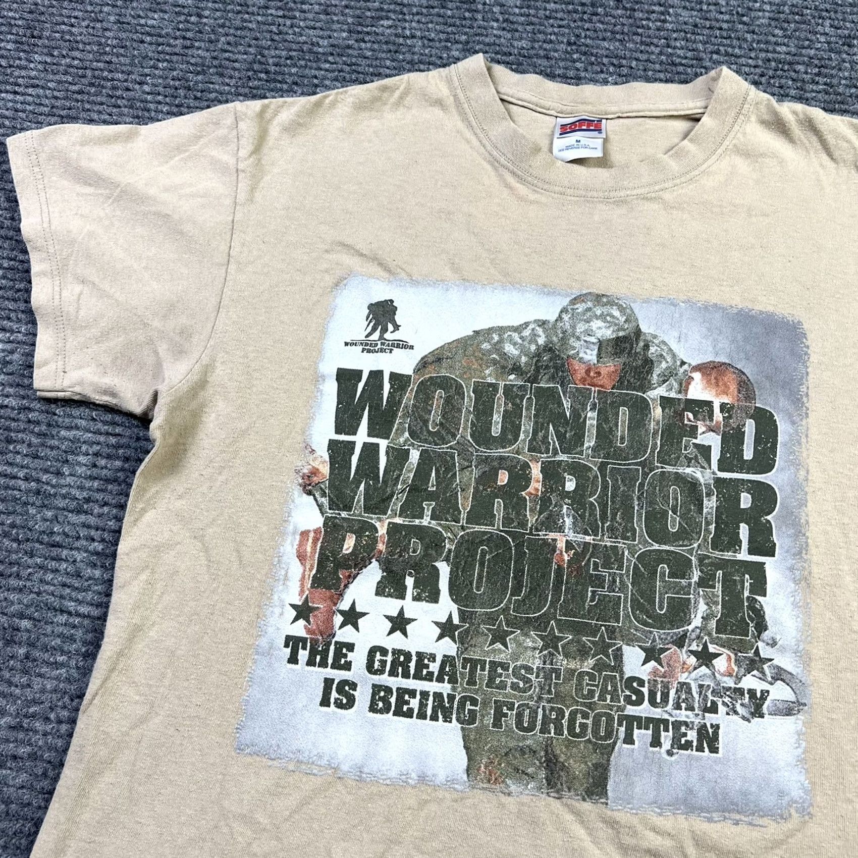 Soffe Wounded Warrior Project Military Beige T-Shirt Adult Medium 100% Cotton Made USA Size US M / EU 48-50 / 2 - 7 Thumbnail
