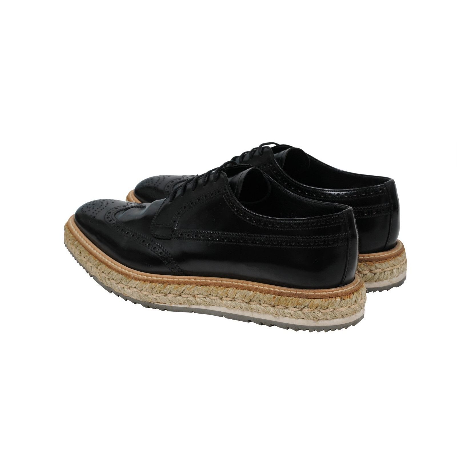 Prada Black Leather Espadrille Wingtip Platform Brogue - 01731 Size US 9.5 / EU 42-43 - 5 Thumbnail