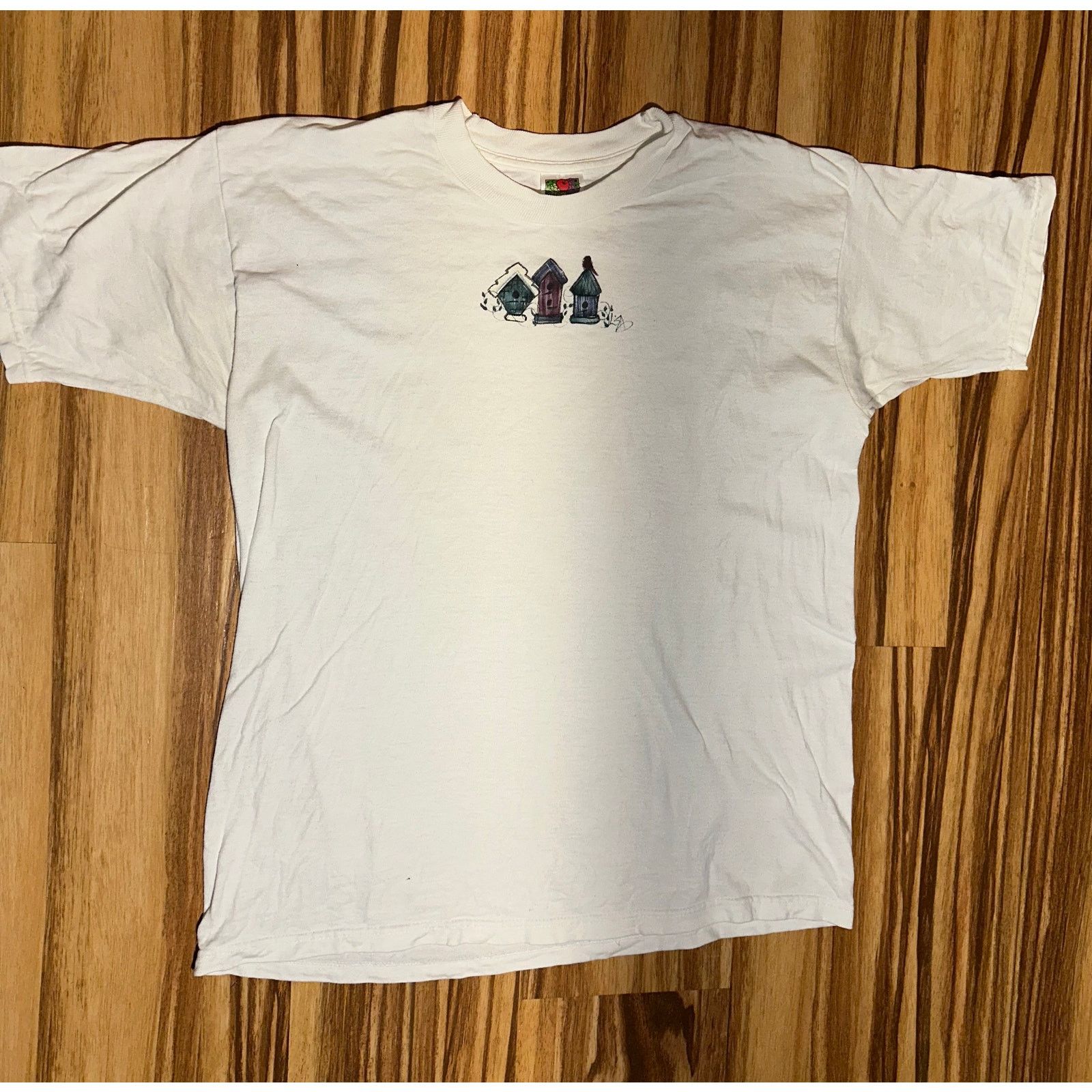 Fruit Of The Loom Vintage Bird Houses White Tshirt Size US L / EU 52-54 / 3 - 2 Thumbnail