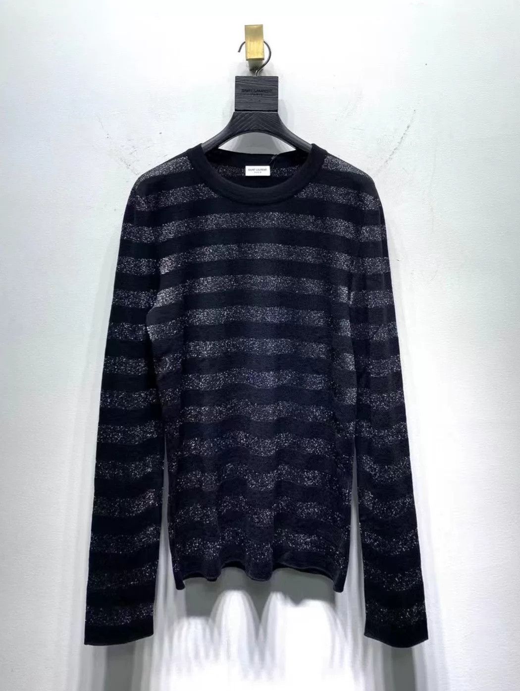 Saint Laurent Paris Saint Laurent Silver Black Striped Sweater Size US S / EU 44-46 / 1 - 1 Thumbnail