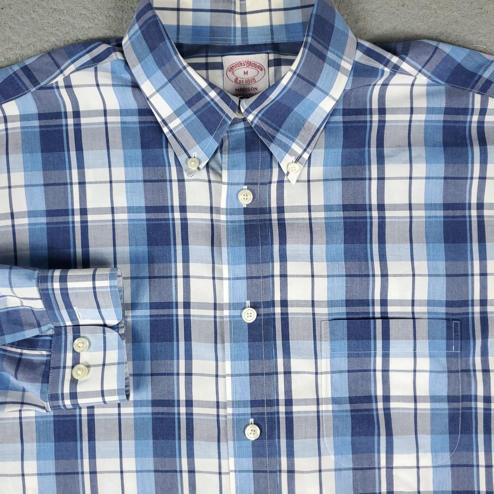 Brooks Brothers Brooks Brothers Shirt Mens Medium Blue Plaid Casual Button Up Long Sleeve Size US M / EU 48-50 / 2 - 2 Thumbnail
