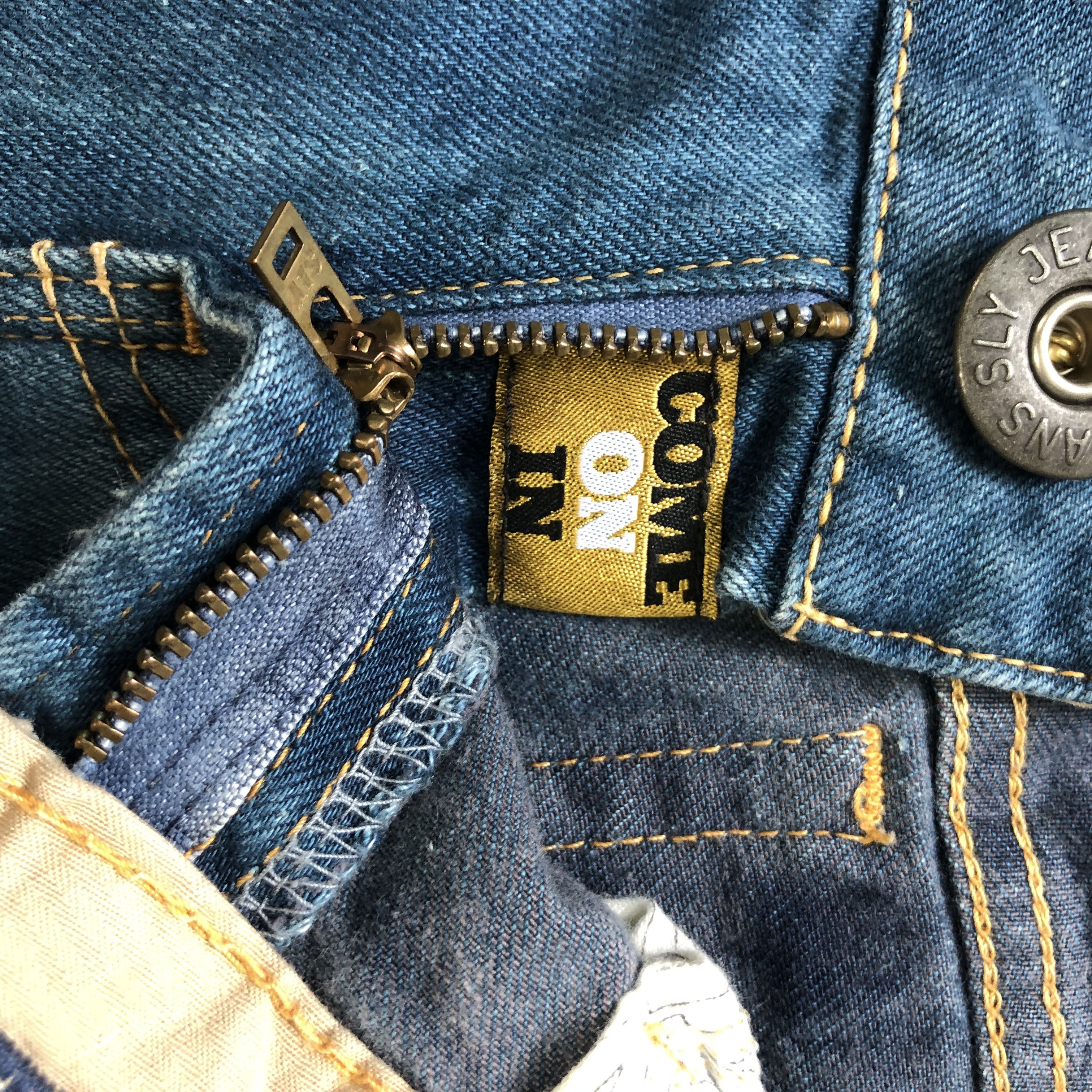 Japanese Brand TRASHED🔥 SLY JEANS COME ON IN LOW RISE DENIM PANT #7283-125 Size 31" - 6 Thumbnail