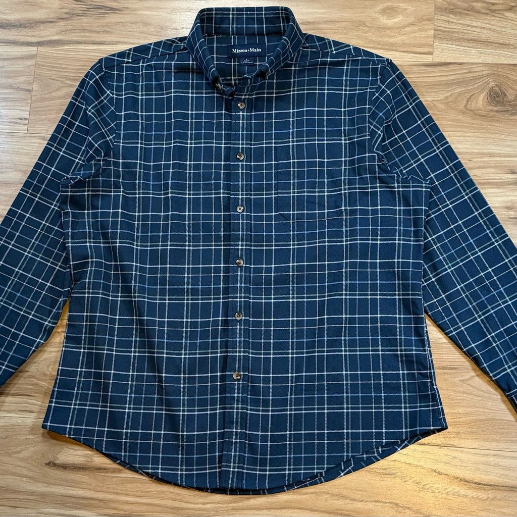 No Fear Mizzen+Main Men’s L Classic Blue Plaid Performance Shirt Size US L / EU 52-54 / 3 - 1 Thumbnail
