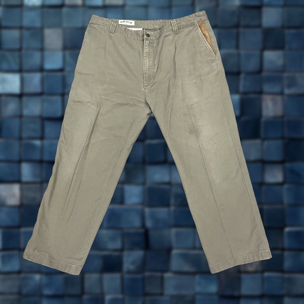 Orvis Orvis Pants Beige Straight Men's 34 Khakis Flat Front Canvas Cotton Pockets Inseam 24in Regular Regular Men Size US 34 / EU 50 - 1 Thumbnail