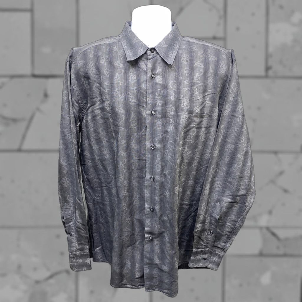 Zanella Zanella Mens Gray Long Sleeve Button Front Shirt XL Italy Made Regular Button-Up Collared Shirt Men Size US XL / EU 56 / 4 - 1 Thumbnail