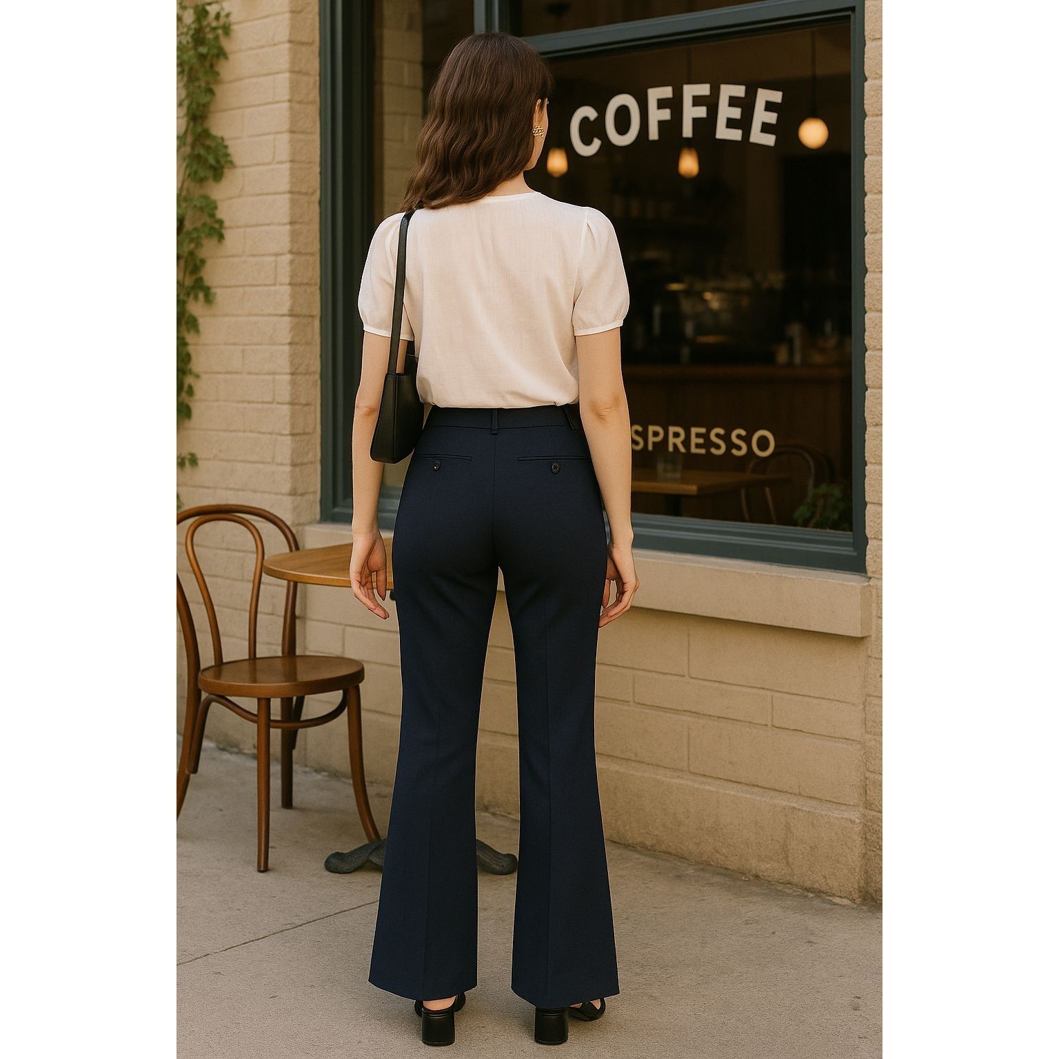 Other 7th Avenue Studio Size 6 Navy Chino Trousers Flare Leg City Size 28" / US 6 / IT 42 - 6 Thumbnail