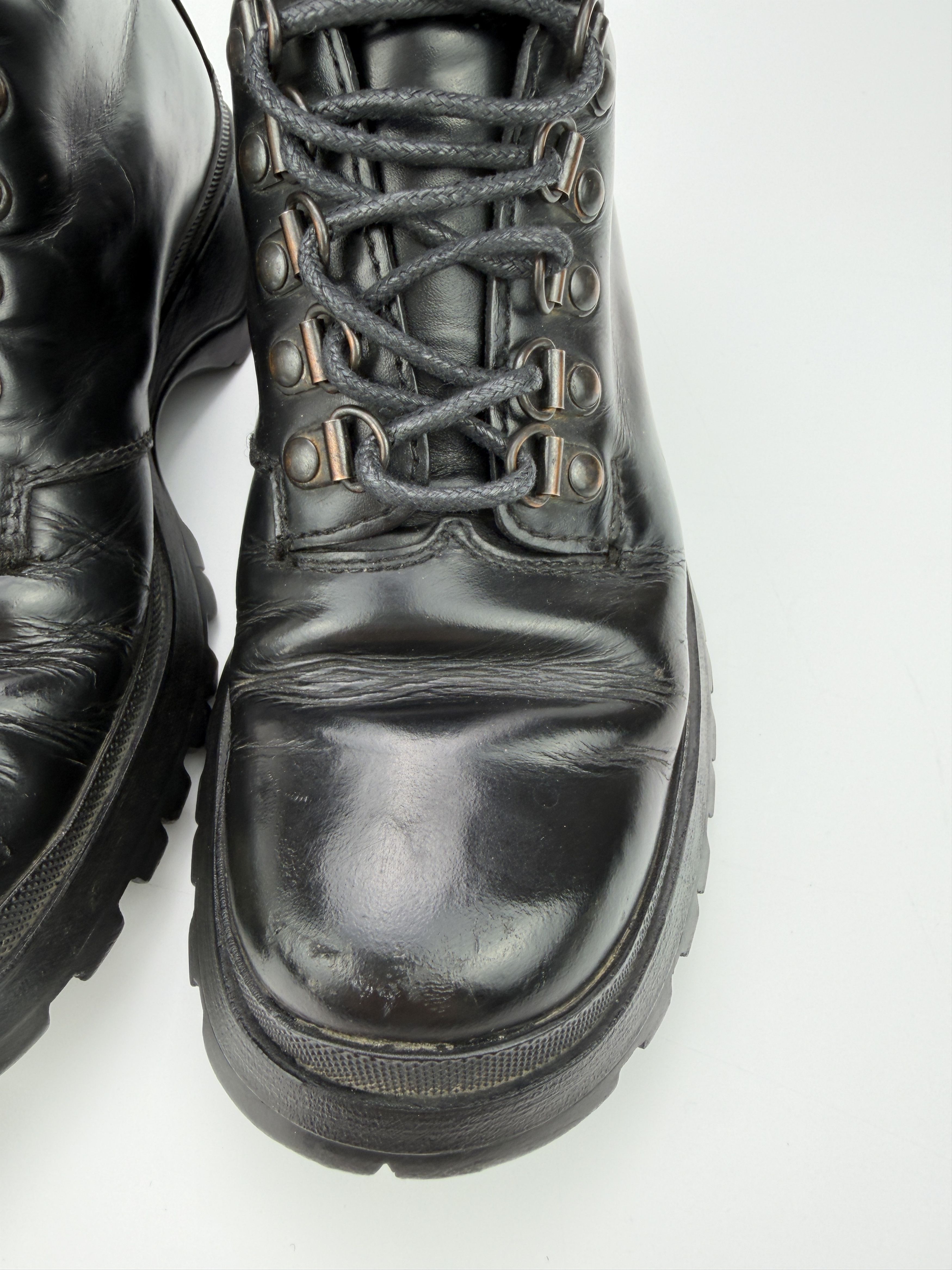 Prada Vintage Prada Vibram Heavy Leather Military Ankle Boots Size US 6 / IT 36 - 22 Thumbnail
