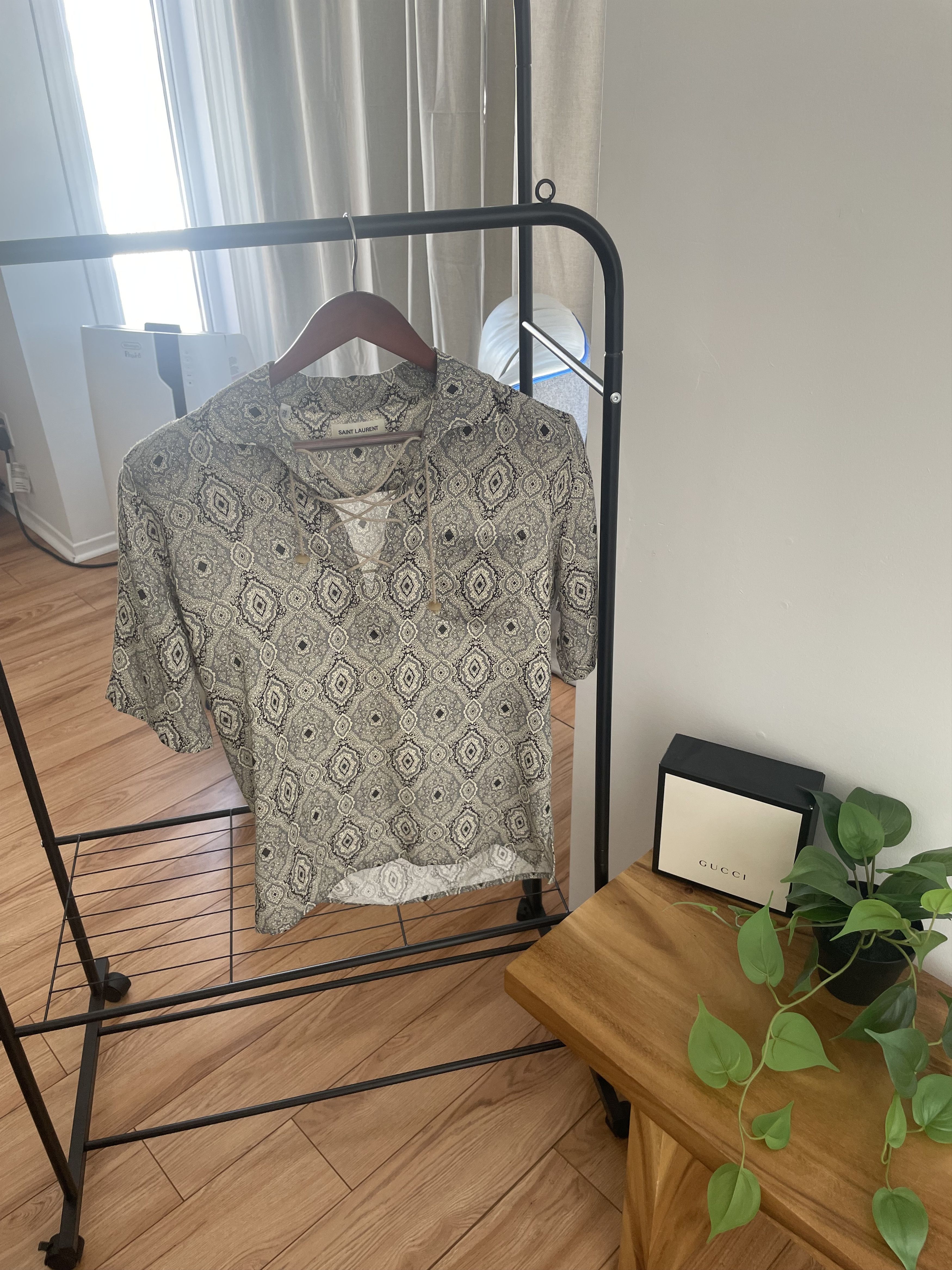 Hedi Slimane × Saint Laurent Paris Saint Laurent laces SS short shirt wool Size US S / EU 44-46 / 1 - 1 Thumbnail