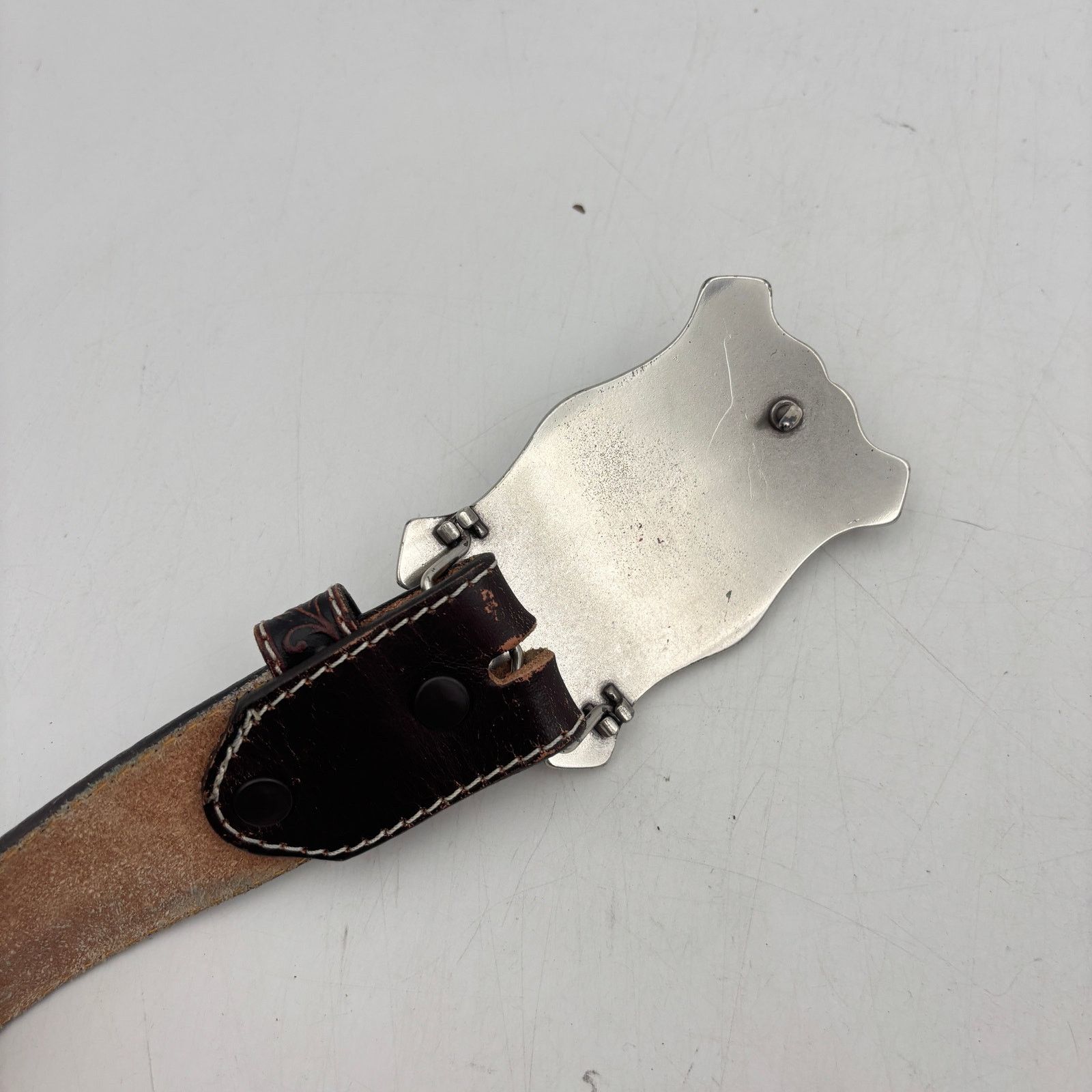 Justin Justin Classic Longhorn Tooled Leather Western Belt USA 36 Size 36 - 6 Thumbnail