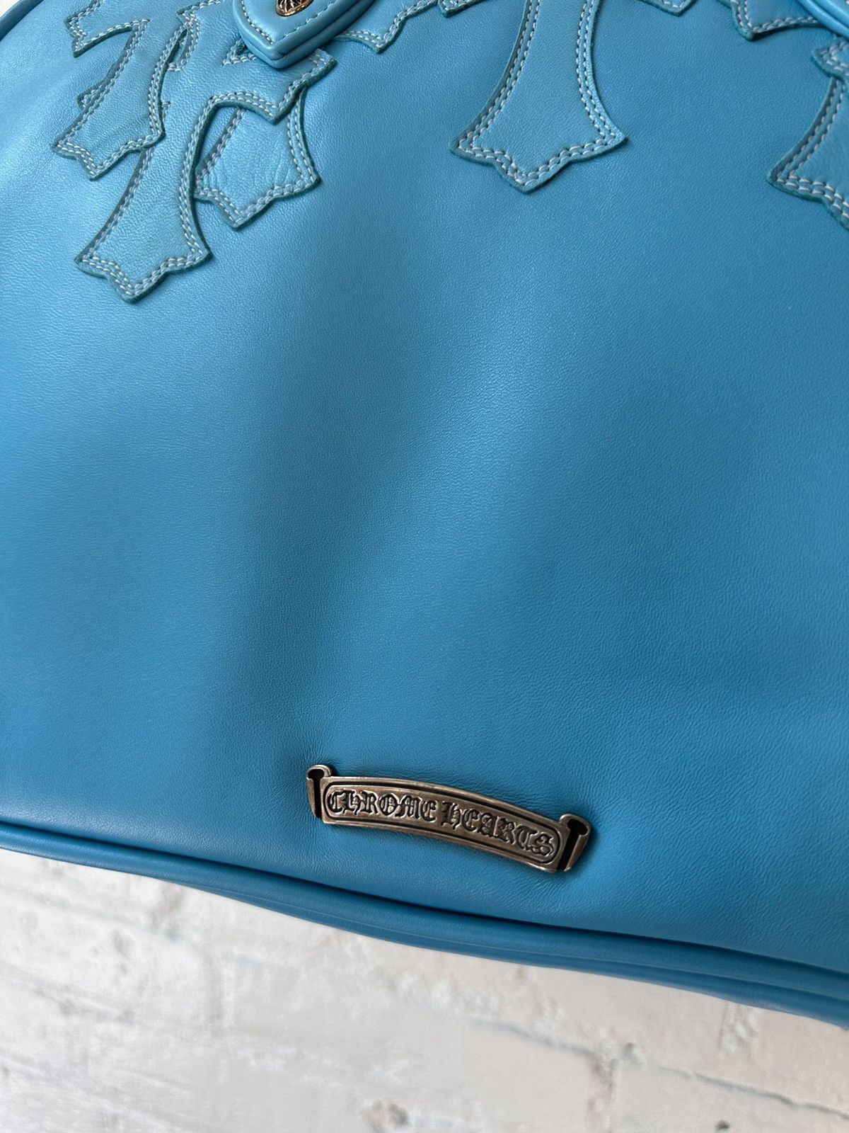 Chrome Hearts CHROME HEARTS XL LEATHER CROSS TURQUOISE TRAVEL DUFFLE BAG Size ONE SIZE - 14 Thumbnail