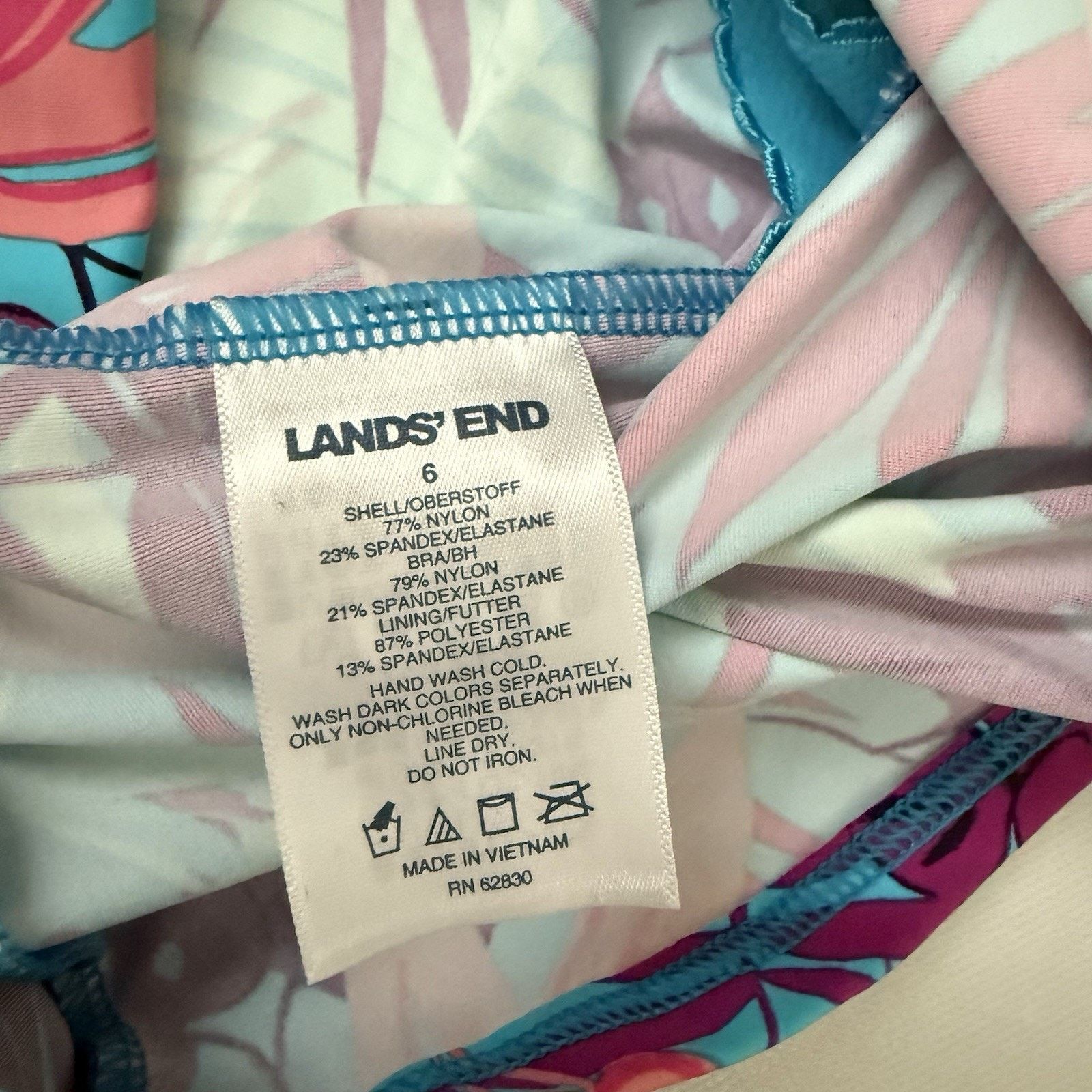 Lands' End Lands End Tropical Palms Wireless Padded Squareneck Tankini Size S / US 4 / IT 40 - 3 Thumbnail