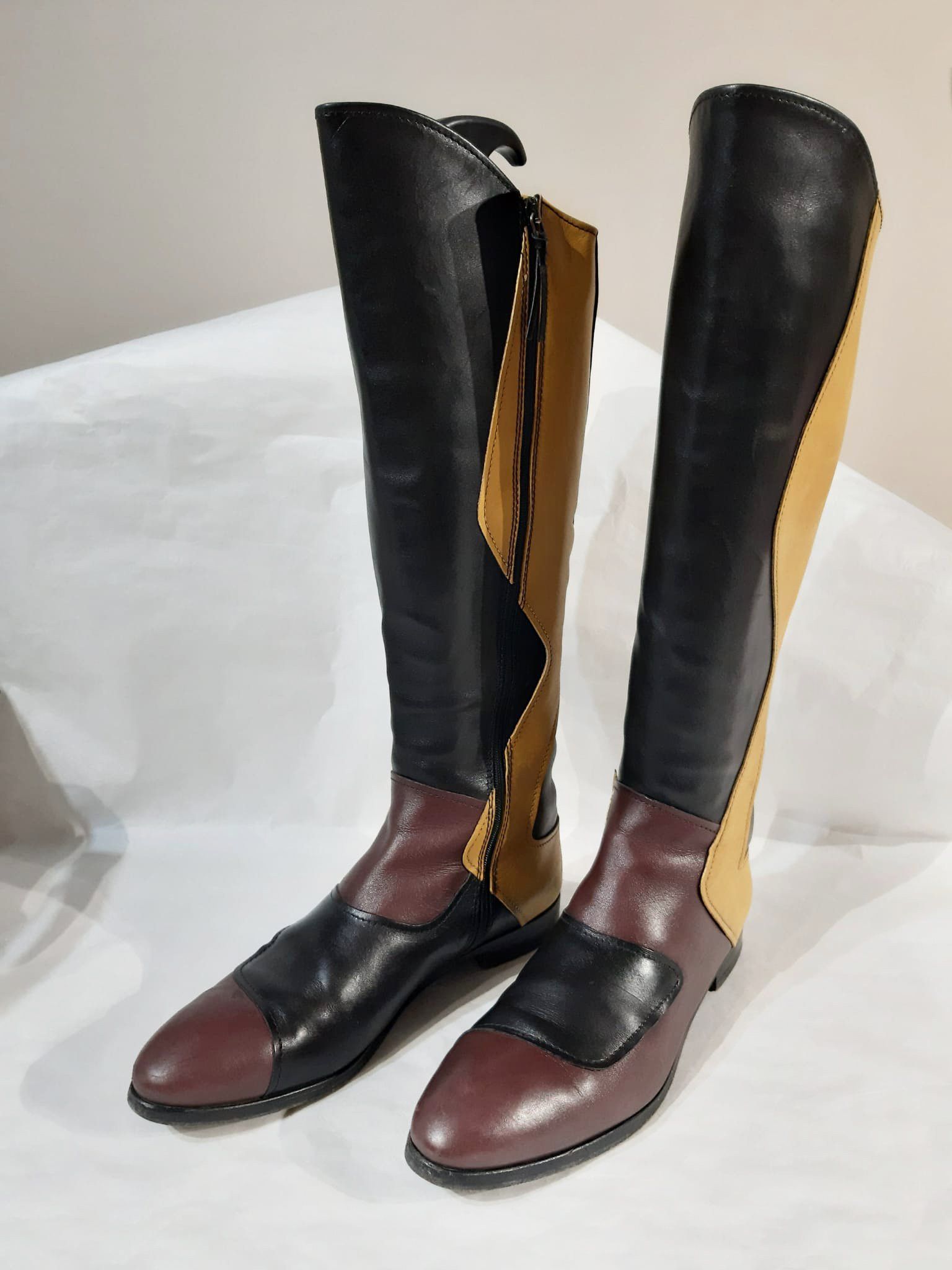 Miu Miu MiuMiu Biker Color Block High Boots FW 2008 Size US 10.5 / IT 40.5 - 5 Thumbnail