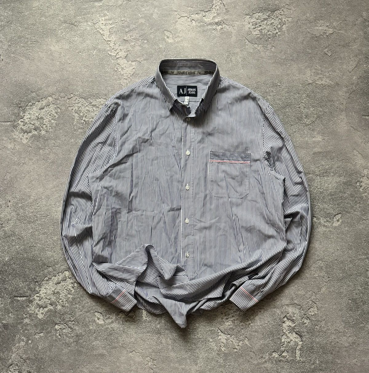 Armani × Vintage Armani Jeans XL striped shirt polo long sleeve button up Size US M / EU 48-50 / 2 - 1 Thumbnail