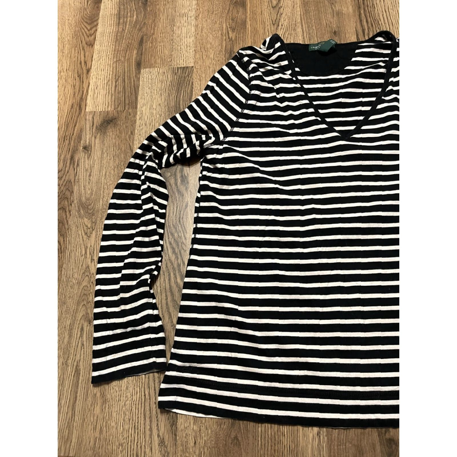 Ralph Lauren Lauren Ralph Lauren Shirt Women's XL Black White Striped Long Sleeve Size XL / US 12-14 / IT 48-50 - 3 Thumbnail