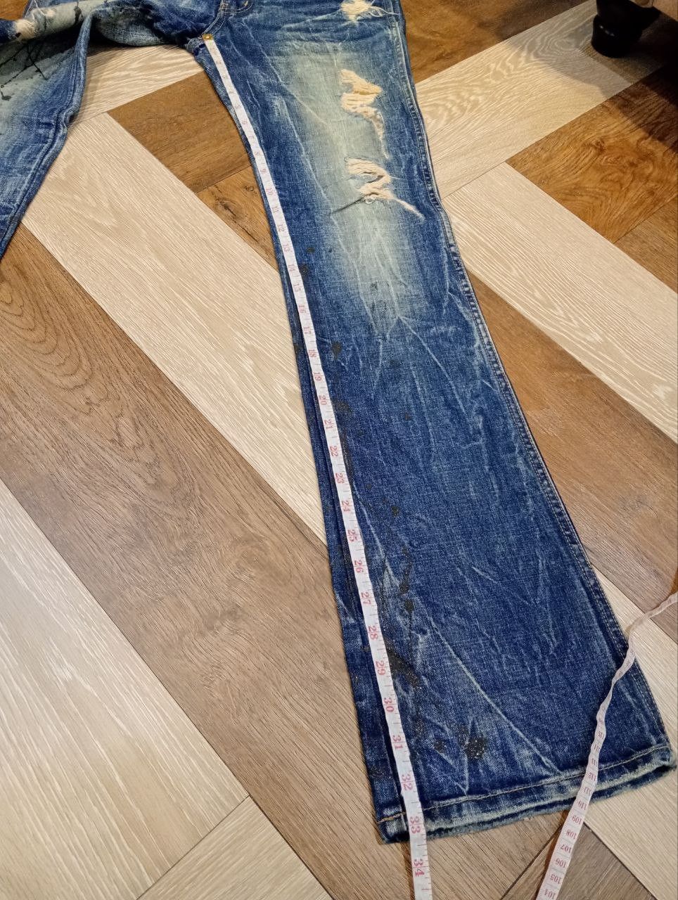 GOSTAR DE FUGA FUGA BLUE DISTRESSED FLARED DENIM PANTS Size US 30 / EU 46 - 17 Thumbnail