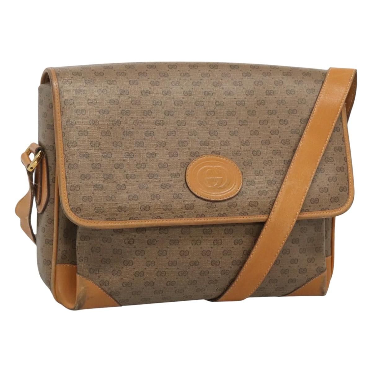 Gucci Micro GG Supreme Shoulder Bag Pvc Beige Gold 001 116 0924 Auth Th5924 in Beige/Gold, Women's