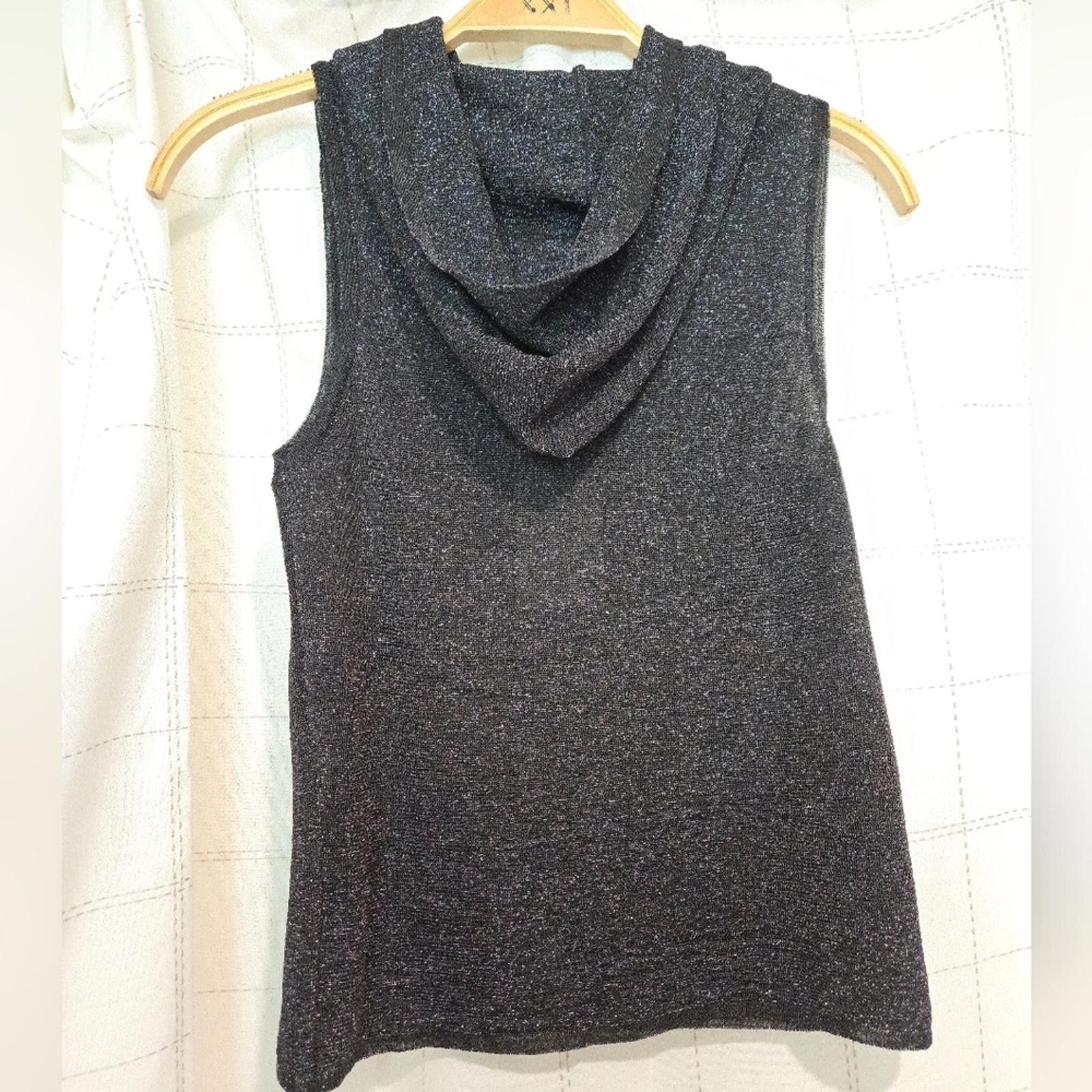 Designer Pilcro Black Metallic Hooded Tank Size M / US 6-8 / IT 42-44 - 5 Thumbnail