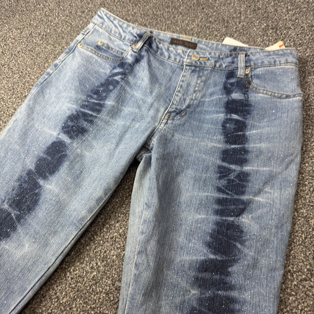 Hysteric Glamour Vintage 90s NWT Flared Glitter Stripe Wash Jeans Y2k Retro Size 32" / US 10 / IT 46 - 3 Thumbnail