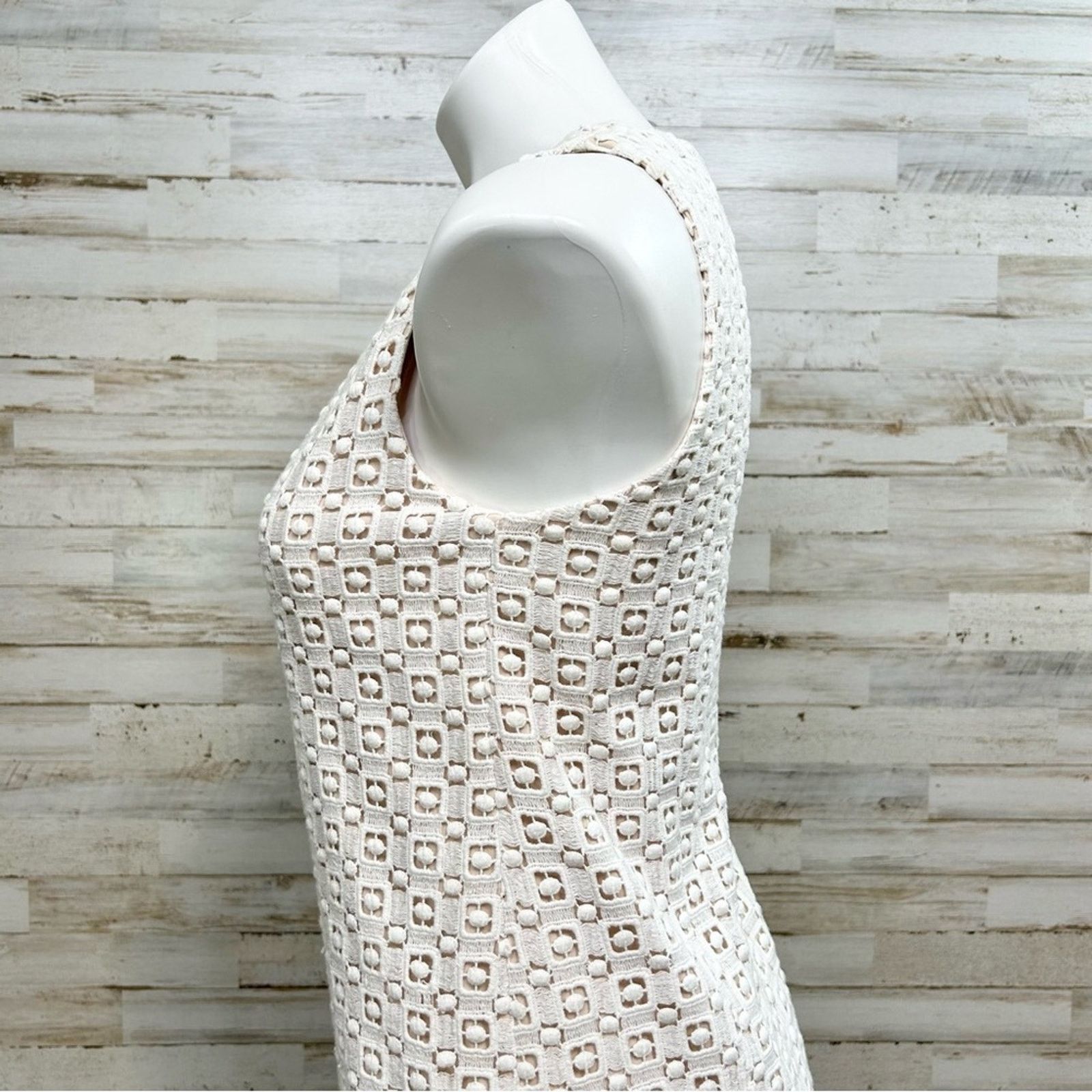 Tibi Tibi Sonoran Sleeveless Eyelet Shift Dress Size 0 Ivory Size XS / US 0-2 / IT 36-38 - 6 Thumbnail