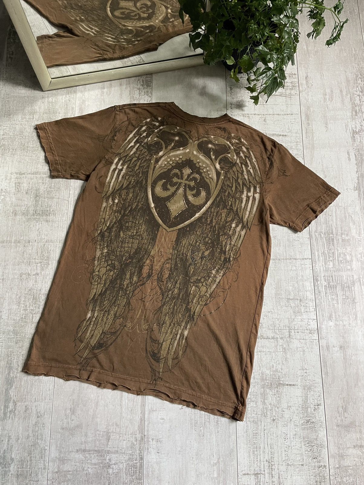Affliction Vintage Y2K Affliction Brown T-Shirt Over Printed RARE Size US M / EU 48-50 / 2 - 2 Thumbnail