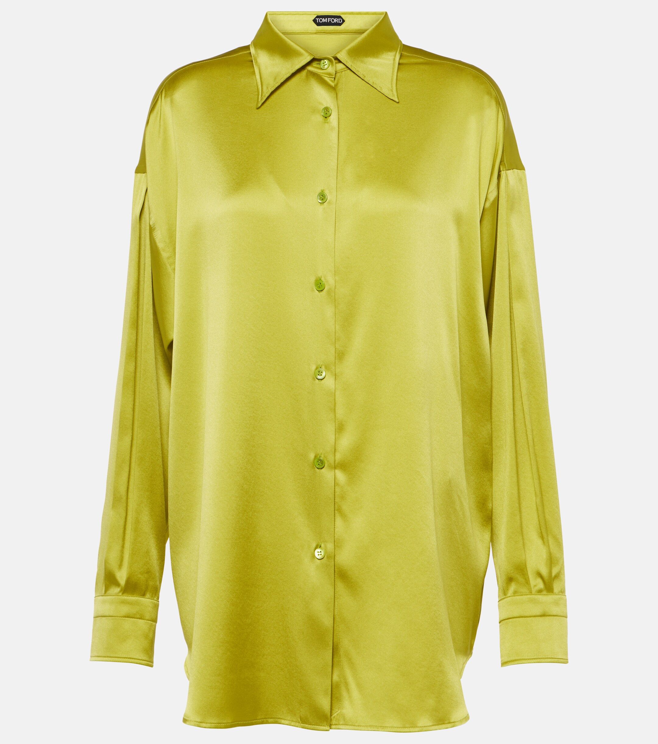 Tom Ford o1w1db10225 CA3211 Silk Shirt in Acid Green Size XS / US 0-2 / IT 36-38 - 1 Thumbnail