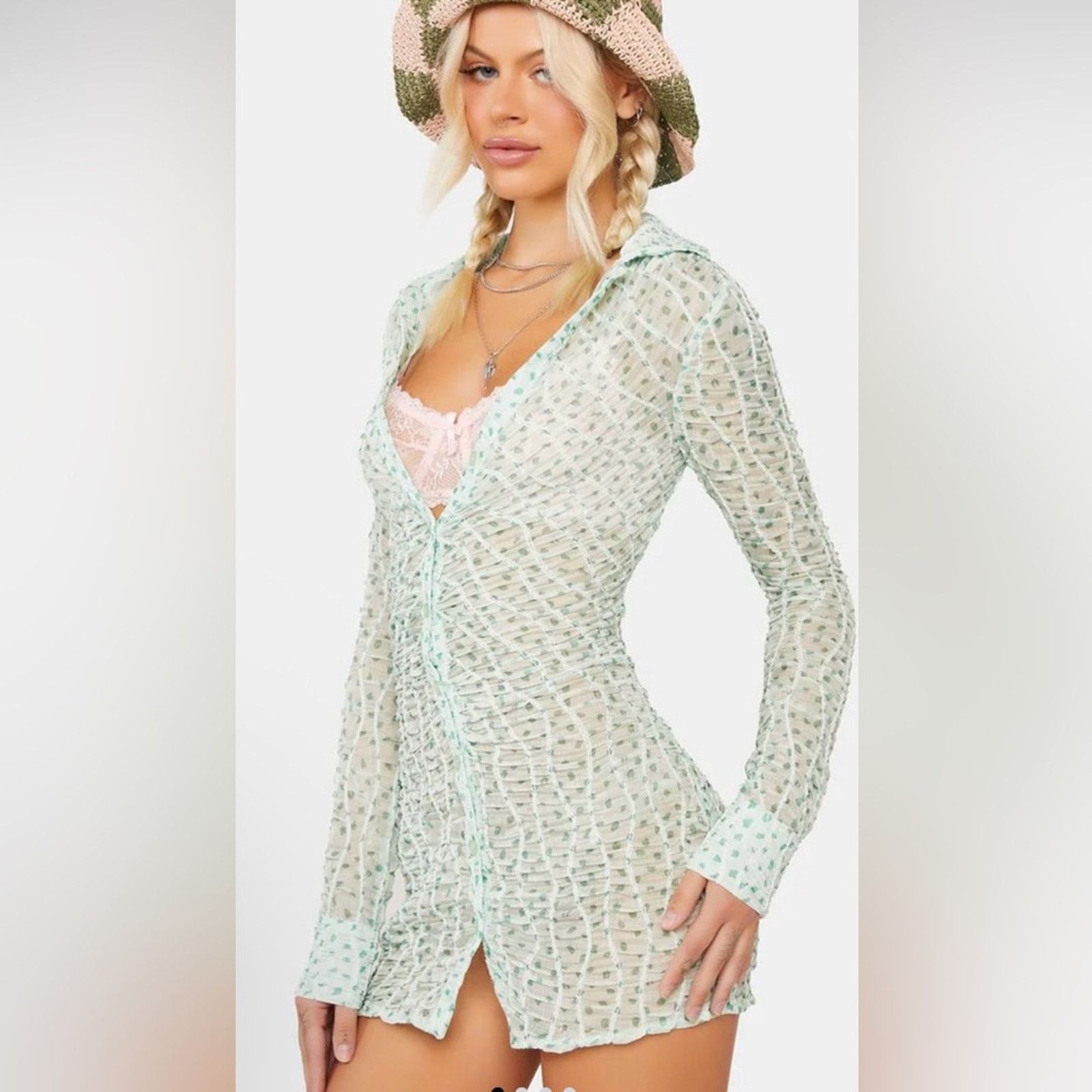 For Love & Lemons NWT For Love & Lemons $250 Green Mini dress or Tunic size S Size S / US 4 / IT 40 - 2 Thumbnail