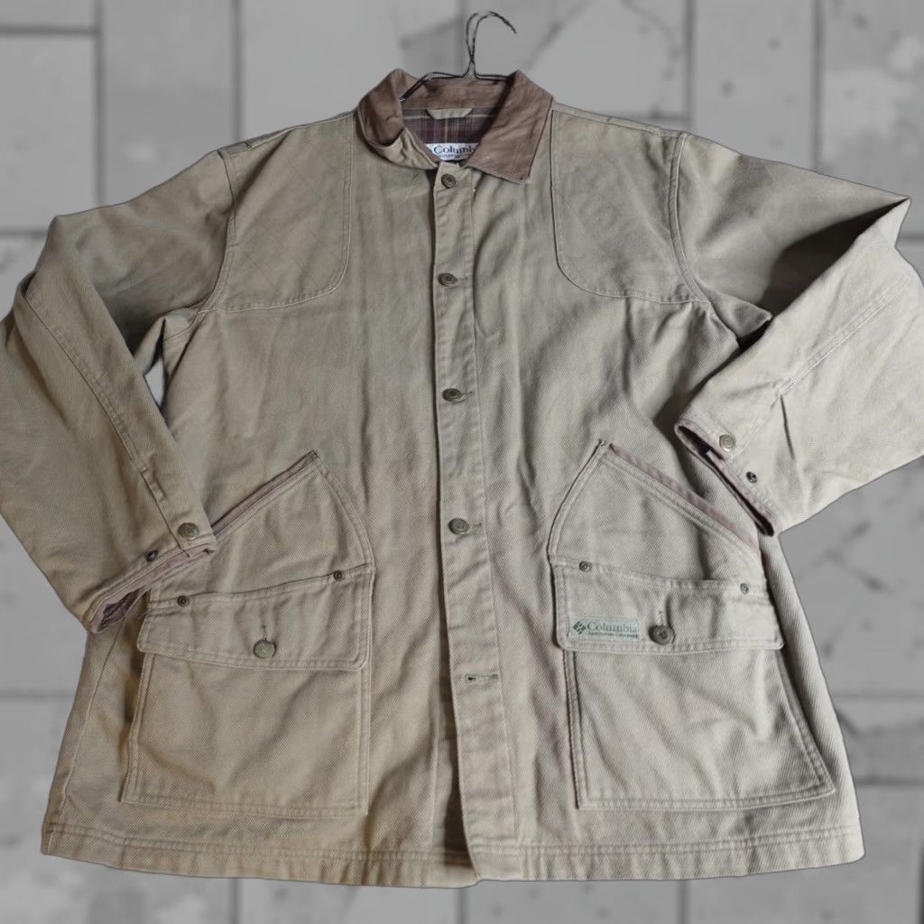 Vintage VINTAGE Columbia Jacket Mens Regular L Beige Canvas Military Jacket with Pockets Size US L / EU 52-54 / 3 - 1 Thumbnail