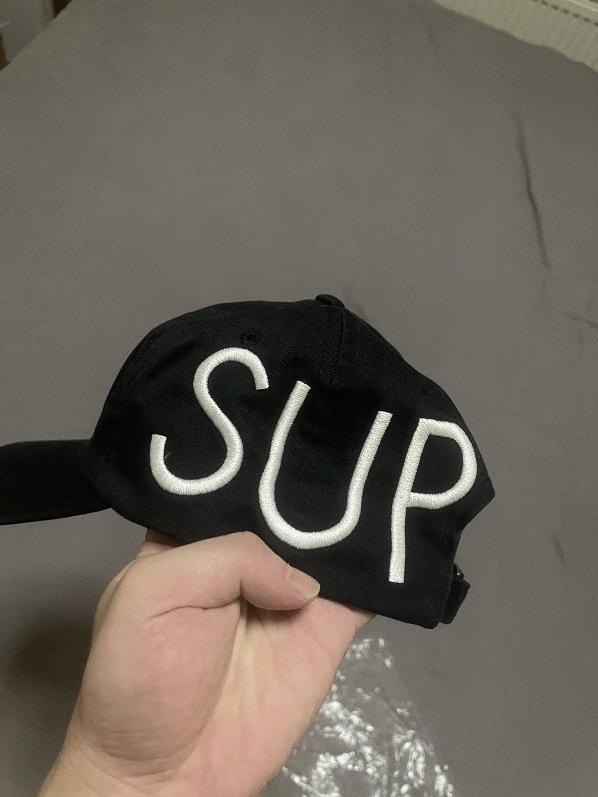 Supreme black spread 6-panel hat cap