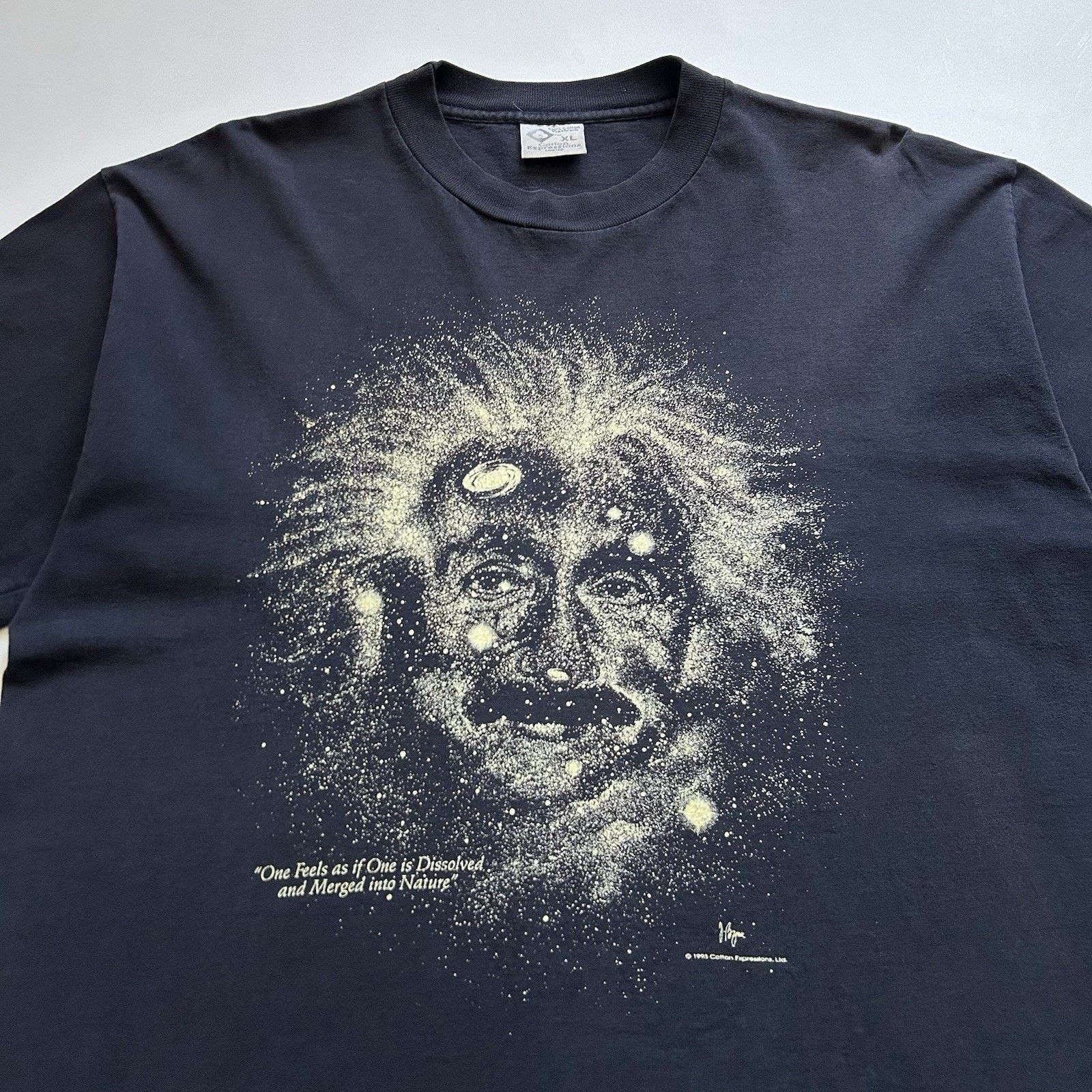 Vintage Vintage 90s Albert Einstein Galaxy T-Shirt XL Faded Black Size US XL / EU 56 / 4 - 2 Thumbnail