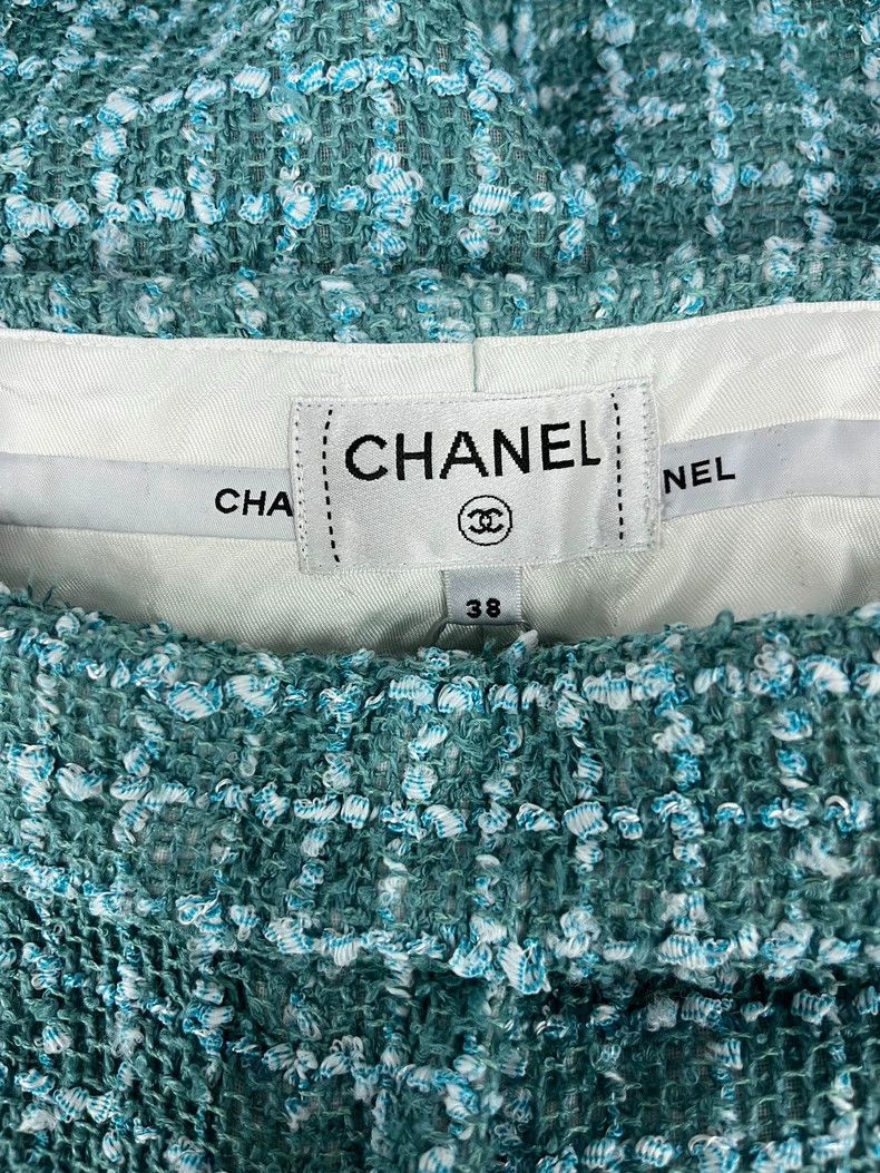 Chanel Chanel 23P Lake Blue Tweed Glazed Buckle Wide-leg Pants Size 25" / US 0 / IT 36 - 5 Thumbnail