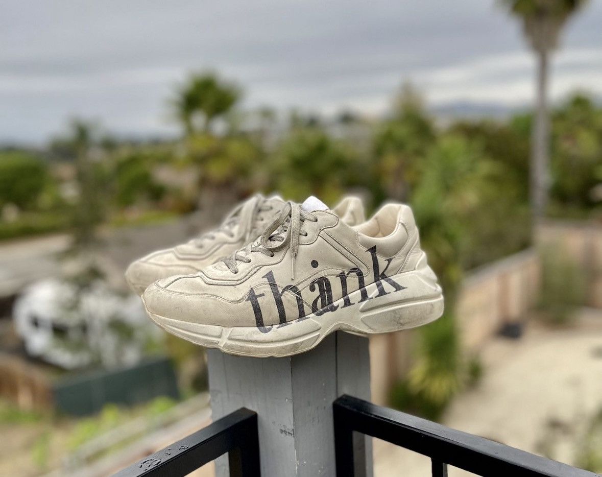Gucci Gucci 'think/thank' Print Rhyton Sneaker Dad Shoe | Grailed