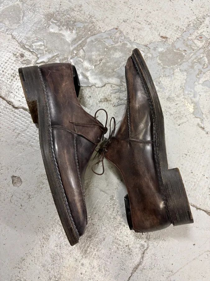 Berluti 2000s Berluti Brown Eroded Leather Derby Shoes Size US 9 / EU 42 - 6 Thumbnail