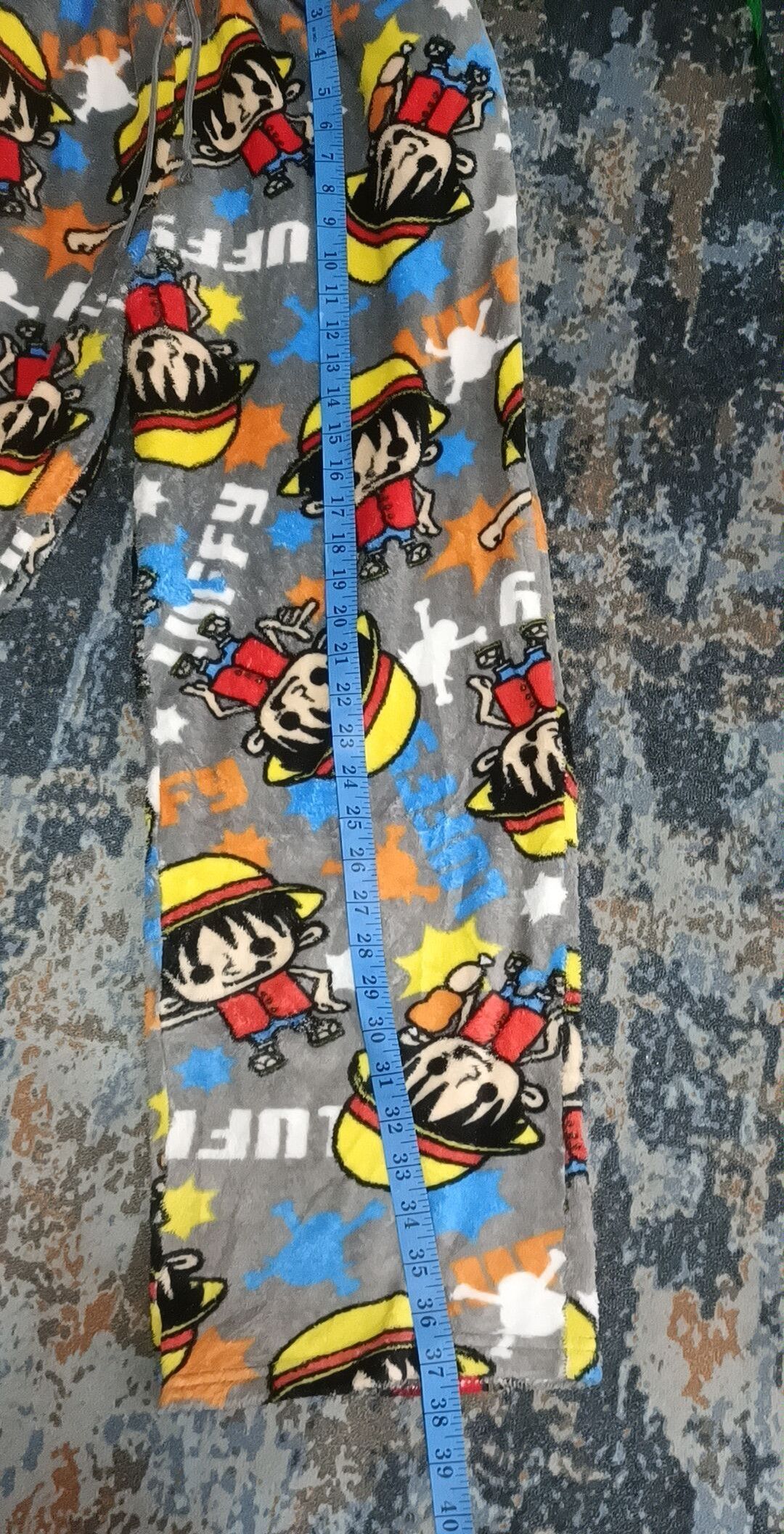 One Piece One Piece D Luffy Over Print Fleece Pants Size US 37 - 12 Thumbnail