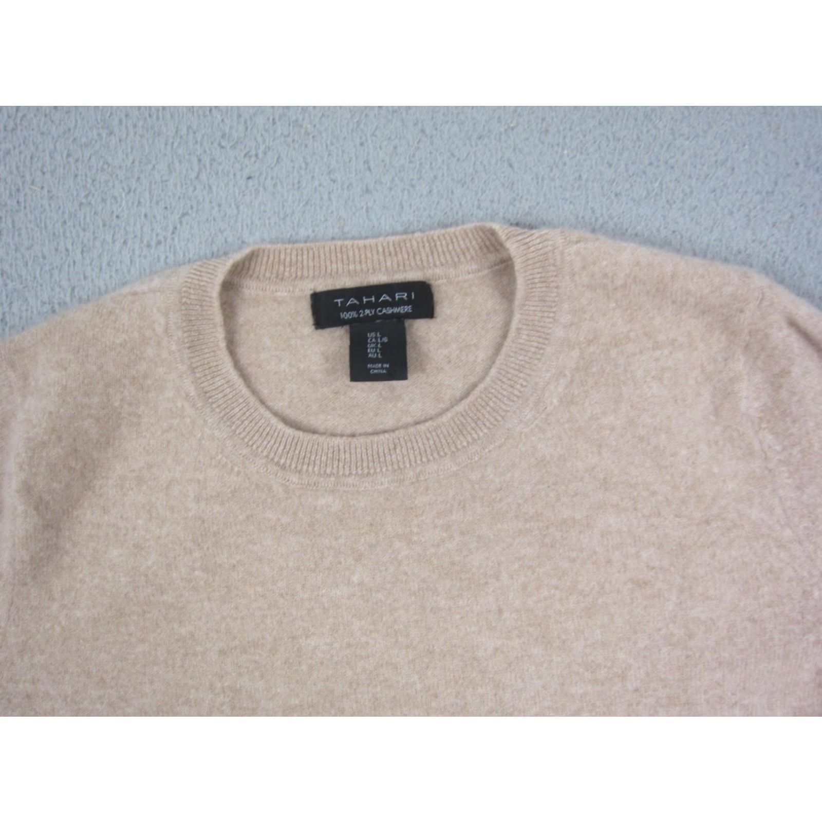 Vintage Tahari Sweater Womens Large Brown 100% Cashmere Crewneck Knit Classic Pullover 90s Style Regular Long Sleeve Casual Workwear Size L / US 10 / IT 46 - 2 Thumbnail