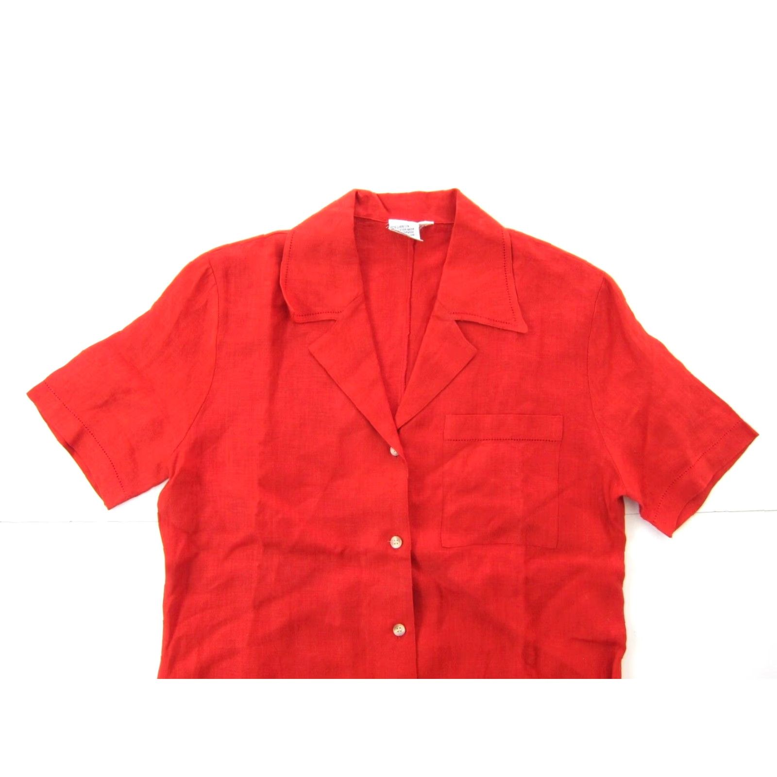 Vintage VINTAGE Carry Back 100% Linen Red Collared Button Down Short Sleeve Blouse 8 Size M / US 6-8 / IT 42-44 - 5 Thumbnail
