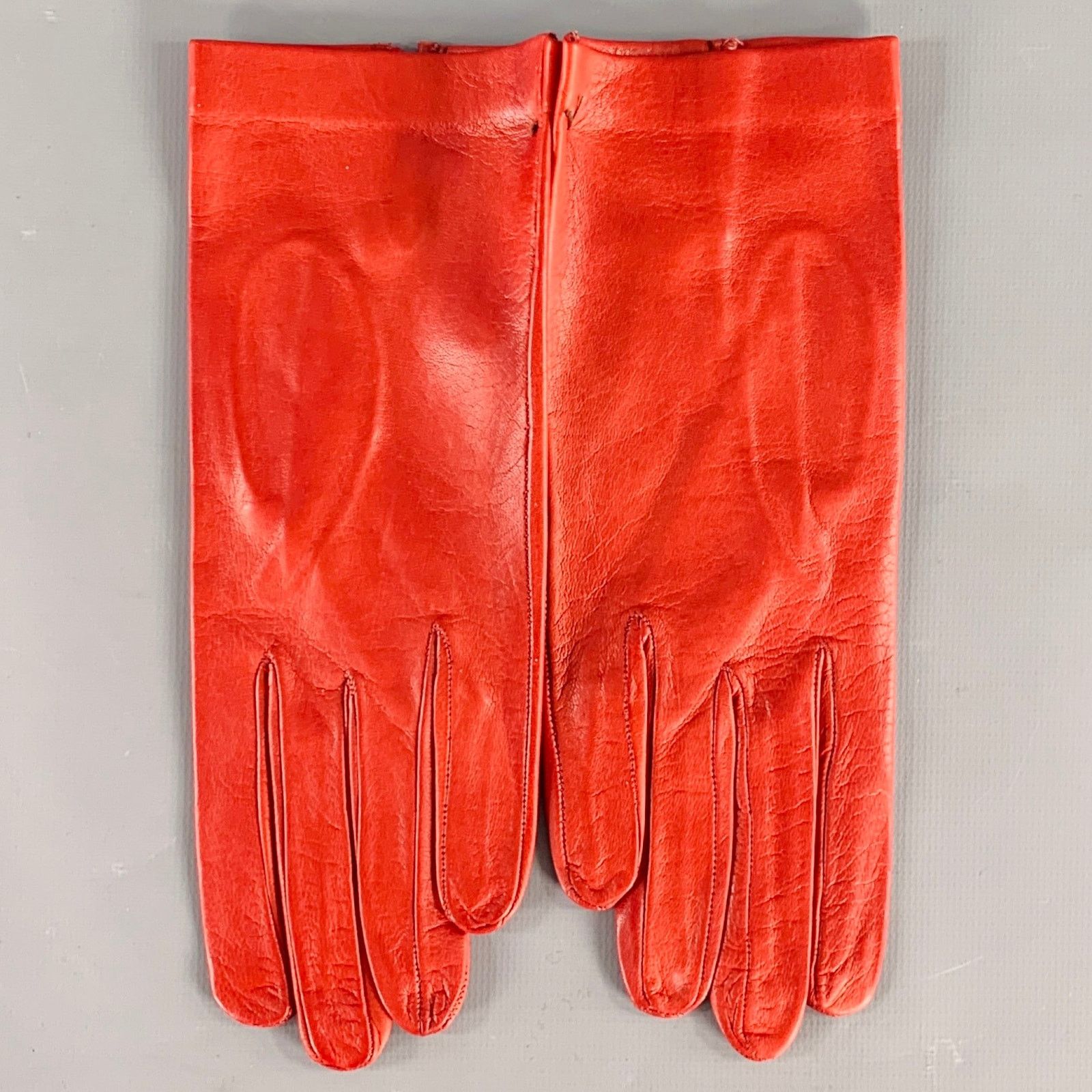 Vintage VINTAGE Size 6.5 Red Leather Gloves Size ONE SIZE - 1 Thumbnail
