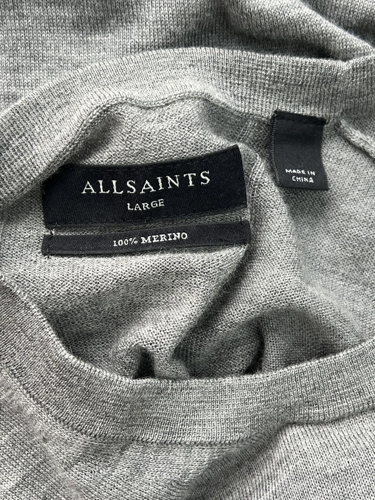 Allsaints Allsaints gray Sweater minimalistic jamper merino wool Size US L / EU 52-54 / 3 - 10 Thumbnail