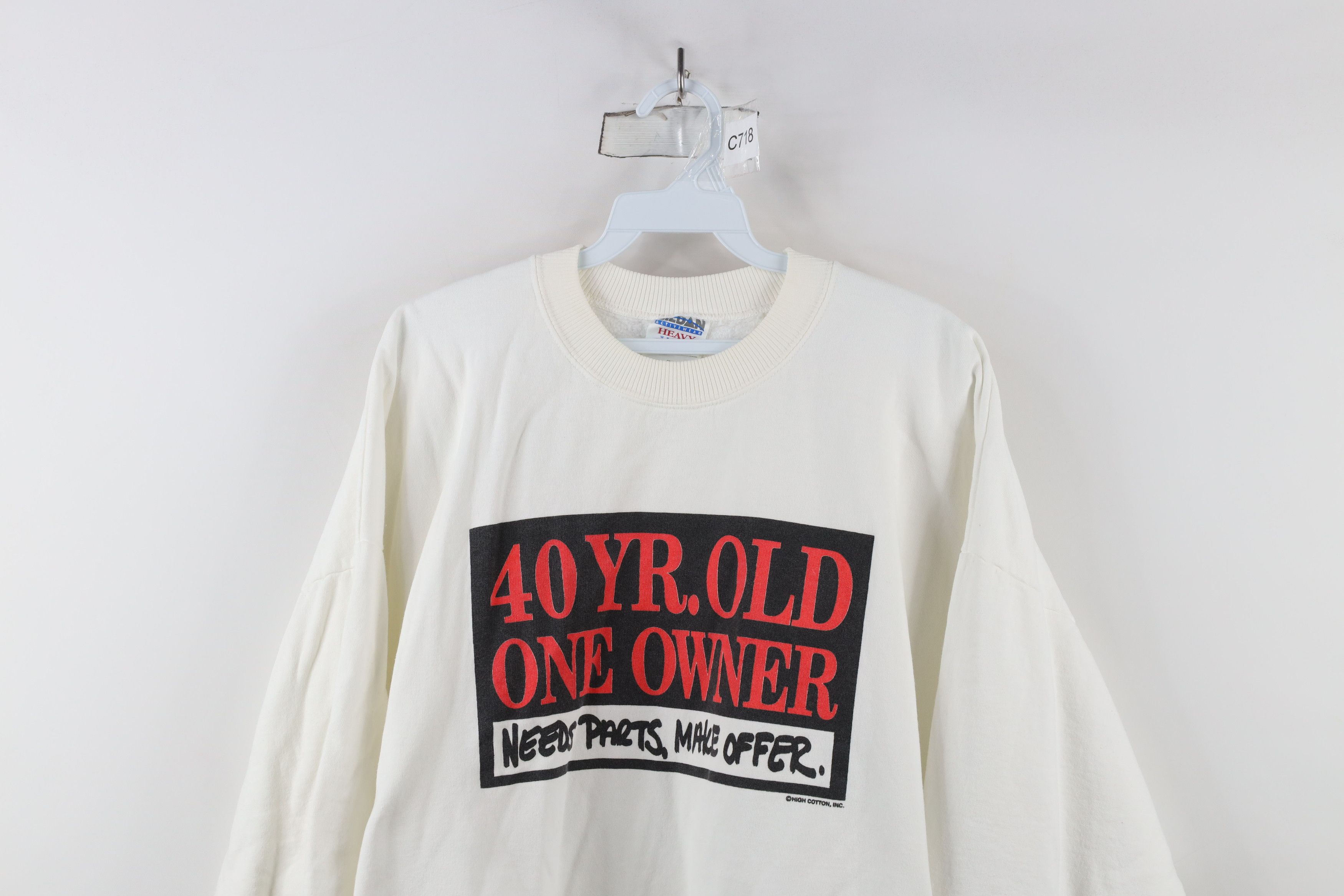 Vintage Vintage 90s Year Old One Owner Needs Parts Sweatshirt White Size US XXL / EU 58 / 5 - 2 Thumbnail