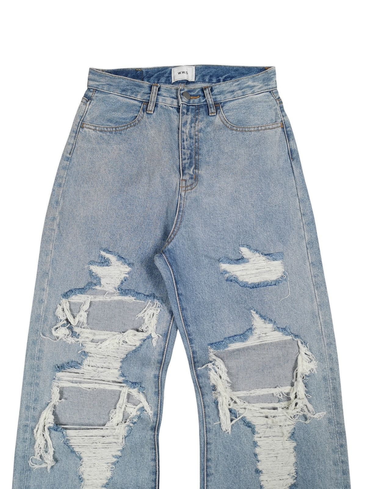Other UK W.W.G Detail Destroyed Light Blue Women’s Jeans Size F Size 28" / US 6 / IT 42 - 2 Thumbnail