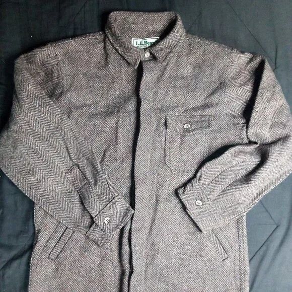L.L. Bean Vintage L.L. Bean Herringbone Wool Button Shirt Shacket Size US M / EU 48-50 / 2 - 2 Thumbnail