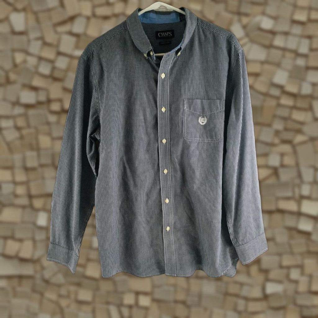 Chaps Chaps Shirt Men's Size L Button Down Long Sleeve Embroidered Logo Check Pocket Navy Blue Size US L / EU 52-54 / 3 - 1 Thumbnail