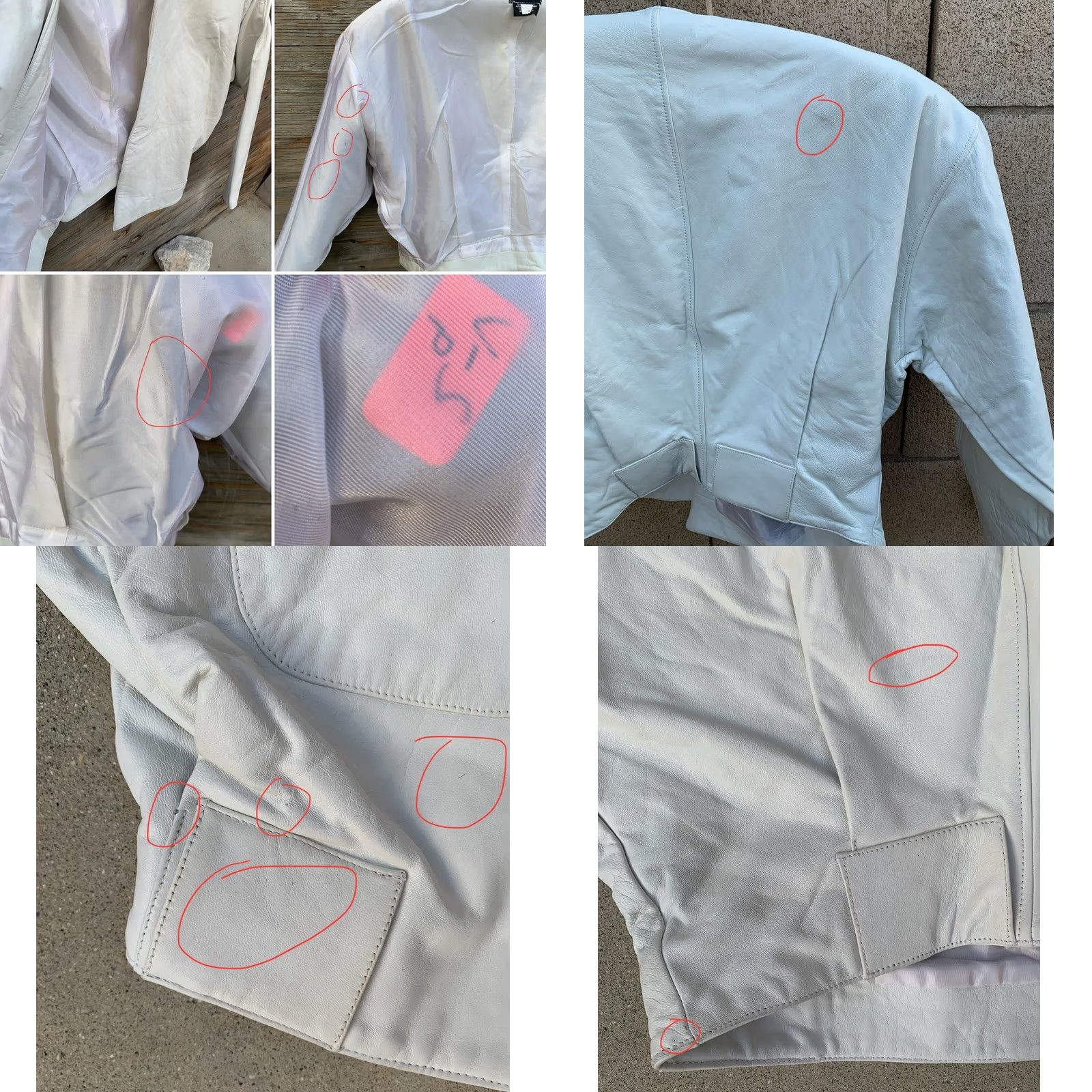 Vintage VINTAGE Leather Jacket White Cropped 80s Shoulder Pads Size S Or M Women Size M / US 6-8 / IT 42-44 - 9 Thumbnail
