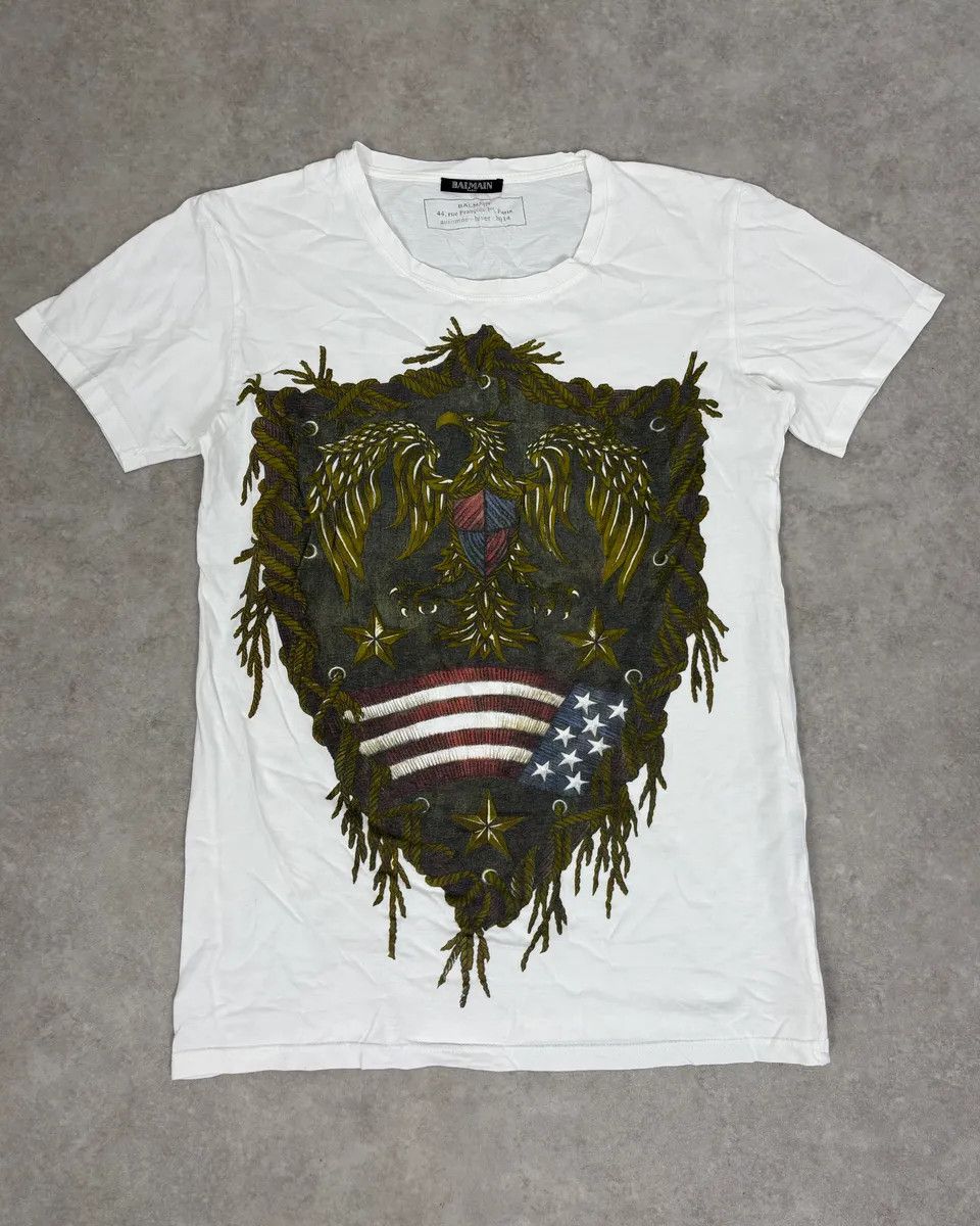 Balmain FW2014 Balmain White Eagle Blazon T-Shirt Size US S / EU 44-46 / 1 - 1 Thumbnail