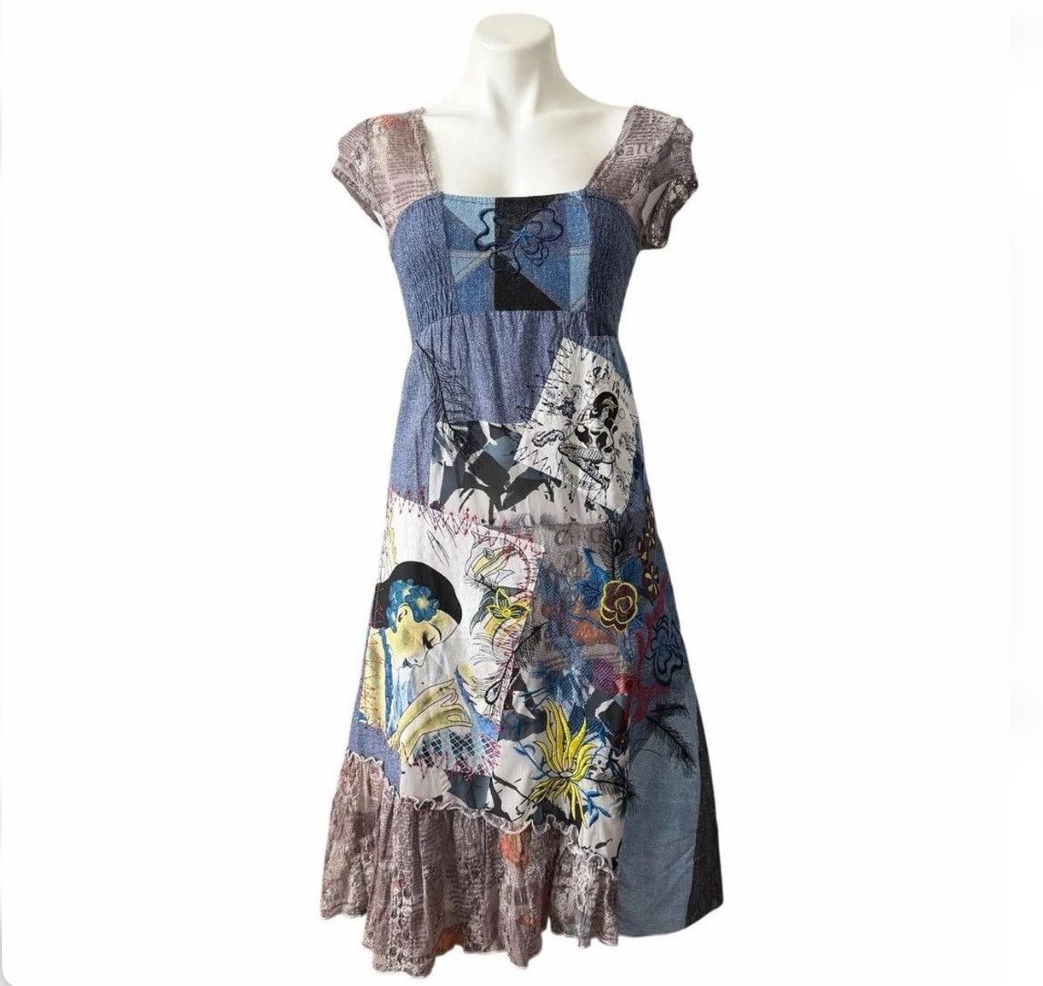 Other Euro Vintage Patchwork Art Print Midi Dress Boho Size S / US 4 / IT 40 - 1 Thumbnail