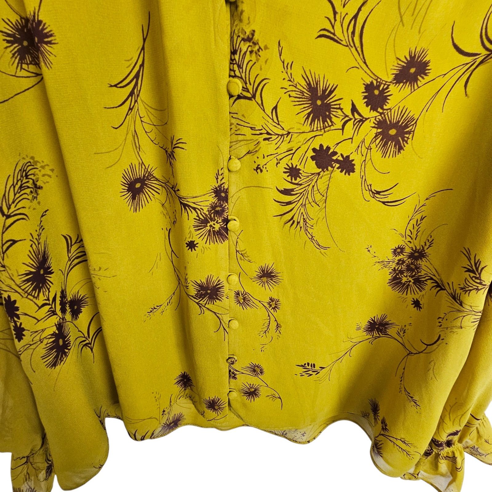 Joie Joie Womens Bolona Silk Floral Blouse Chartreuse Sz L Size L / US 10 / IT 46 - 3 Thumbnail