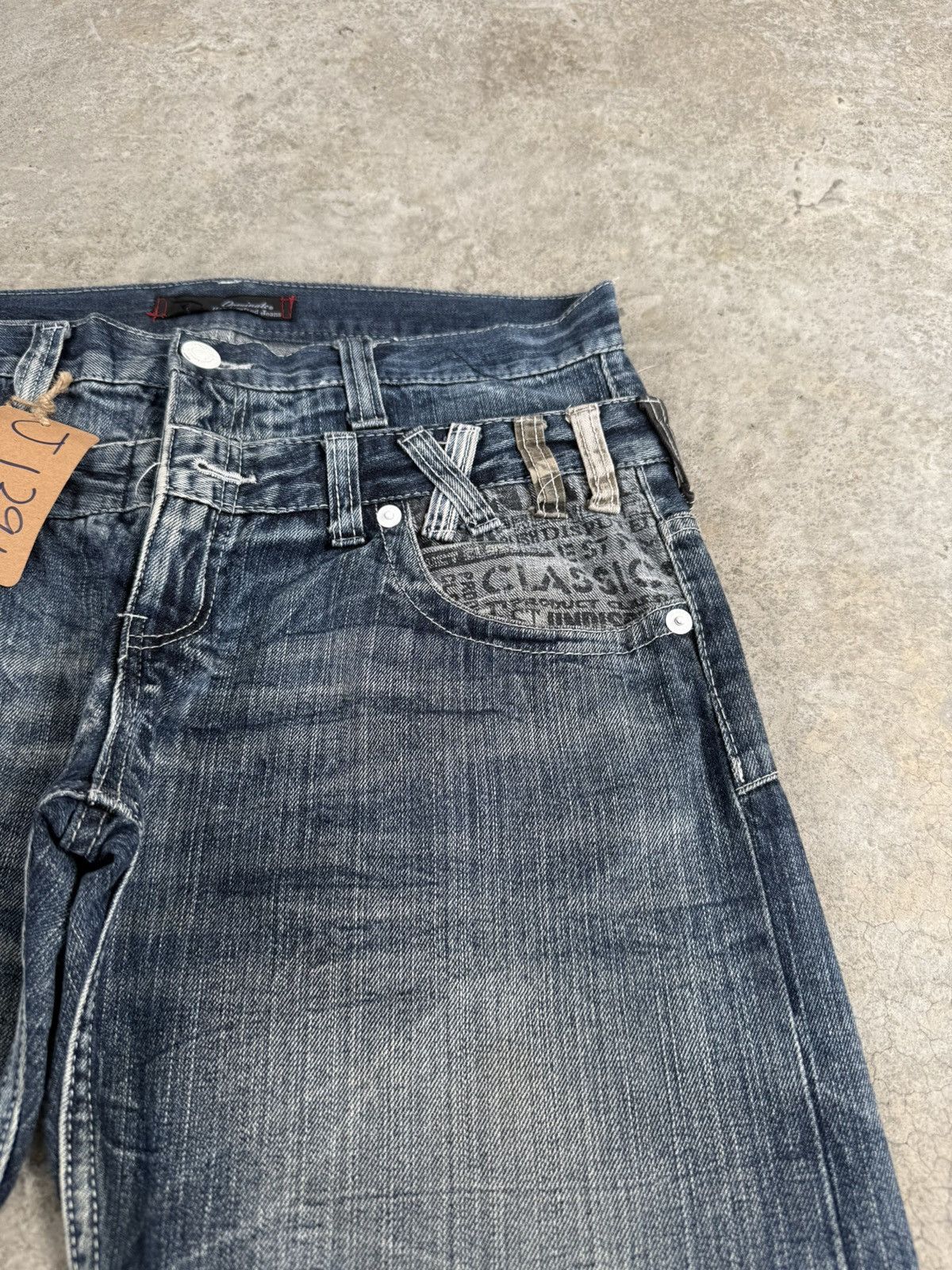 Japanese Brand Japanese Double Waist Dominate Embroidered Distressed Jeans Size US 33 - 17 Thumbnail