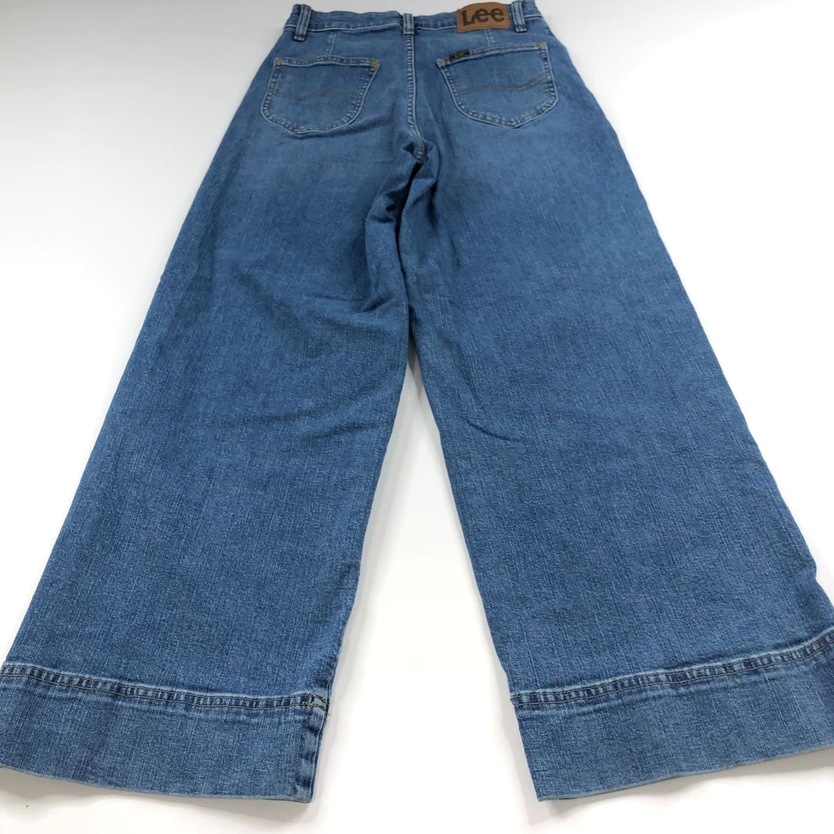Lee Lee Denim Jeans 90s Wide-Leg 6 Short 26W 28L Blue Cotton Elastane Regular Mens Womens 5-Pocket Rise High Vintage No Size 28" / US 6 / IT 42 - 2 Thumbnail